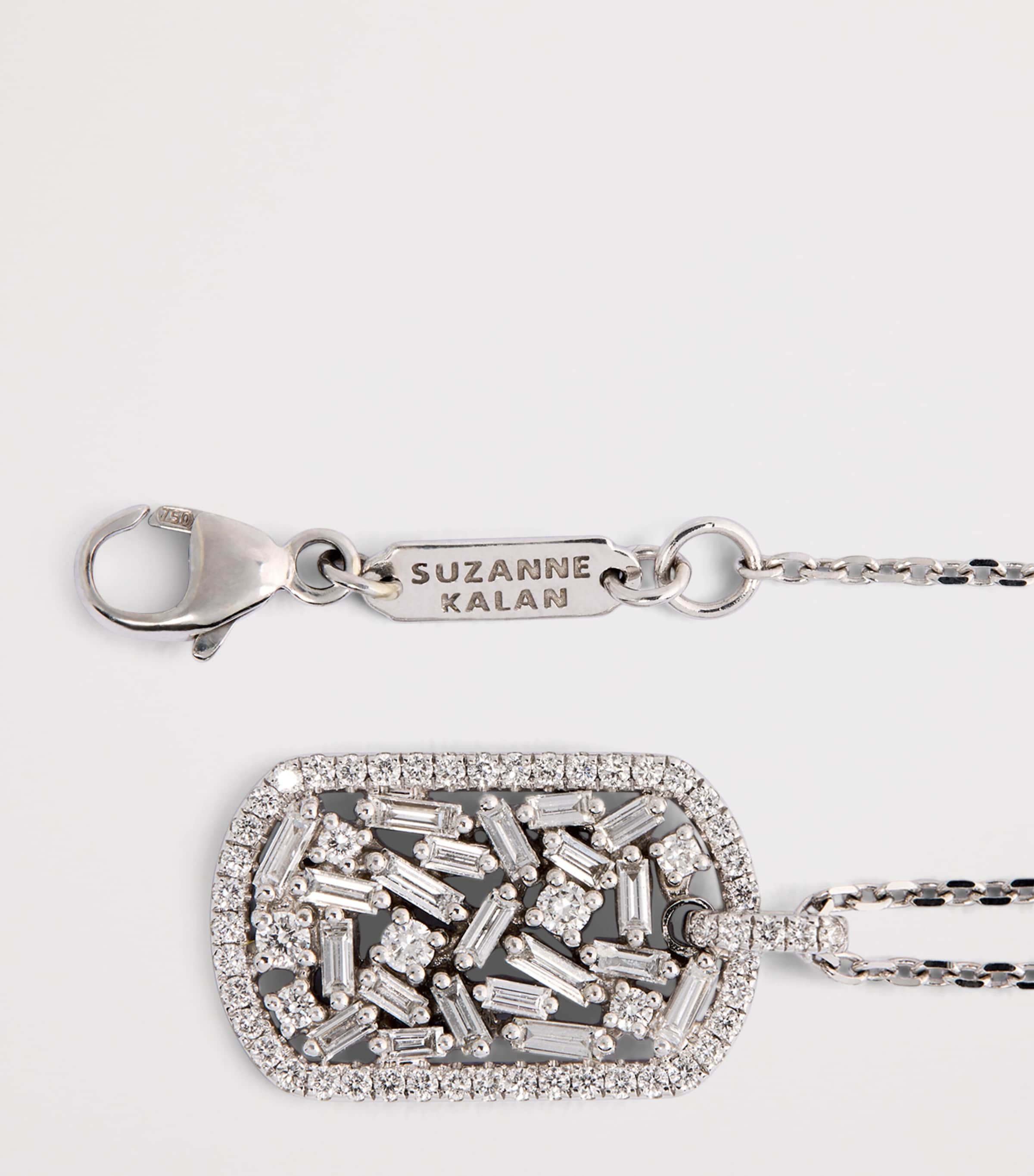 Suzanne Kalan White Gold and Diamond Medium Dog Tag Pendant Necklace Wg/wd Image 4