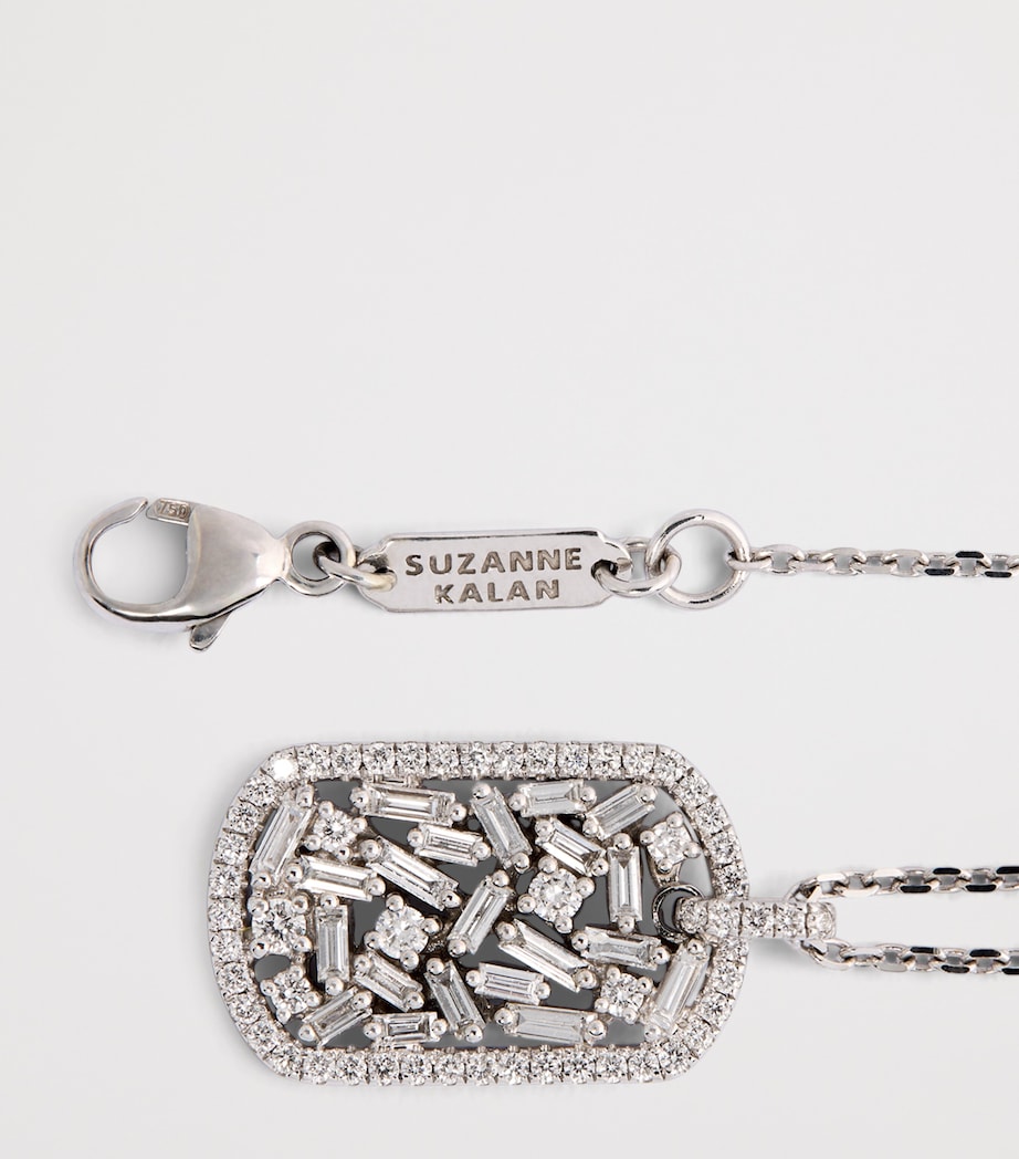 Suzanne Kalan White Gold and Diamond Medium Dog Tag Pendant Necklace Wg/wd Image 4