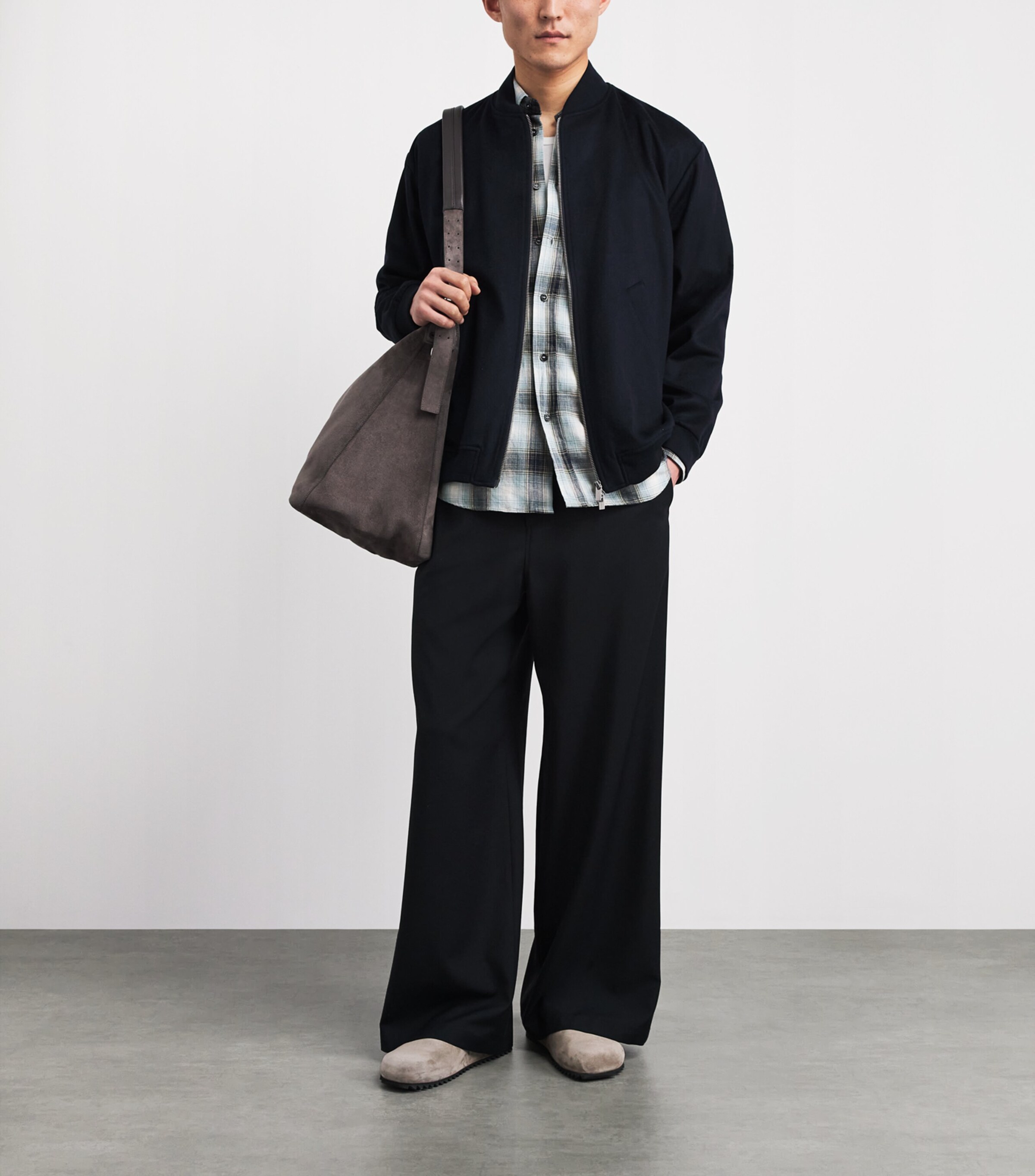 Barena Mens Cotton Check Shirt Navy Image 2