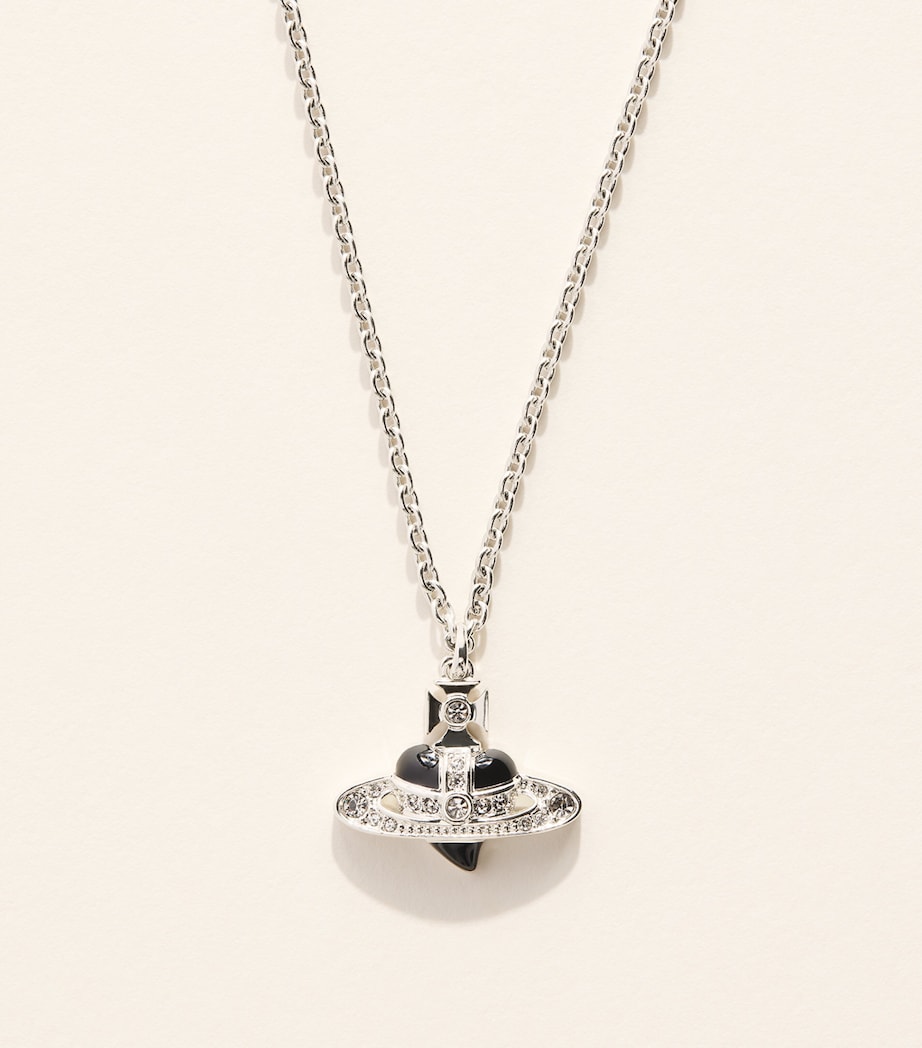 Vivienne Westwood Diamante Heart Necklace Plat/blk Dmn Cr Image 1