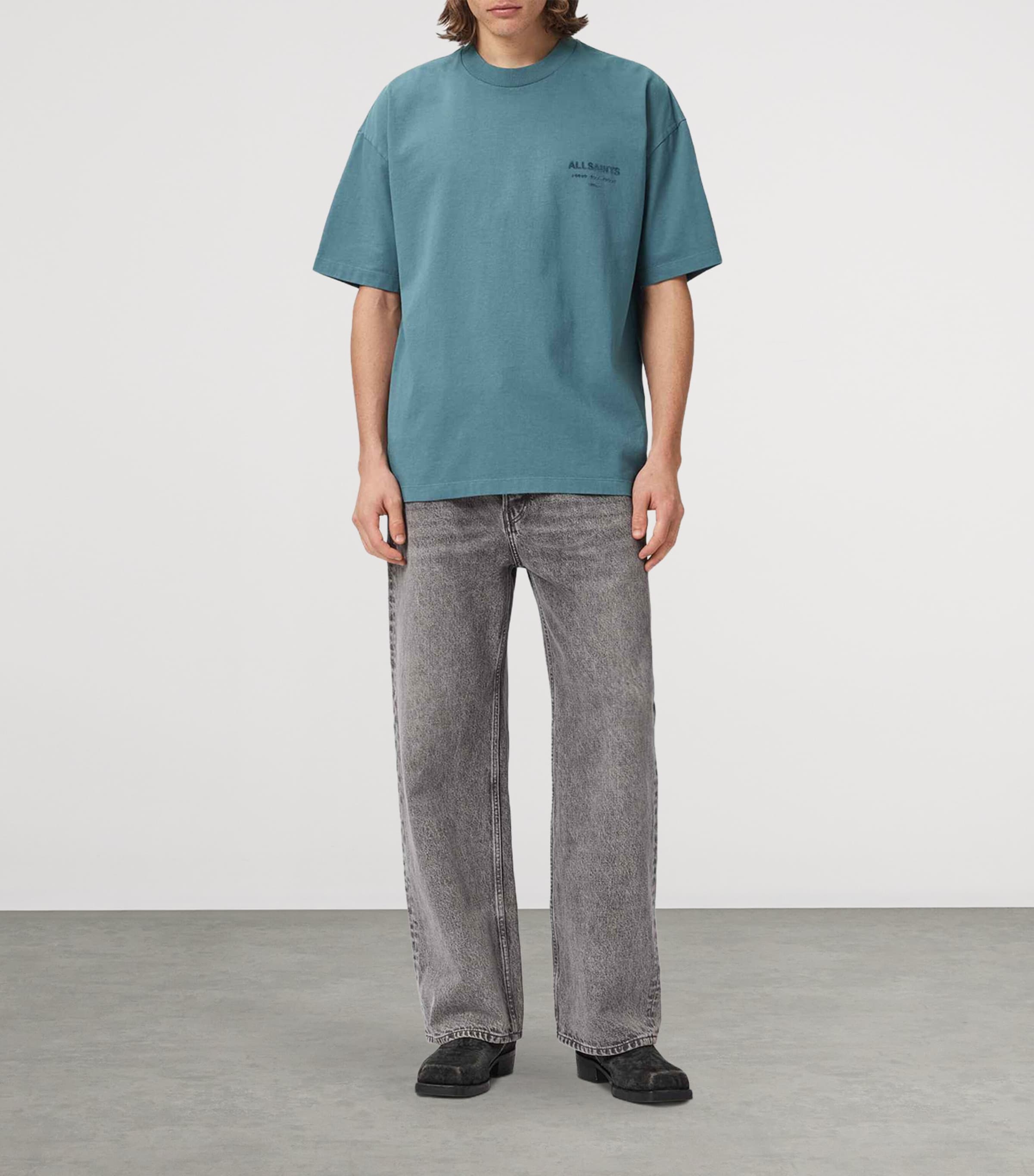 AllSaints Mens Organic Cotton Xander T-Shirt Lunar Blue Image 2