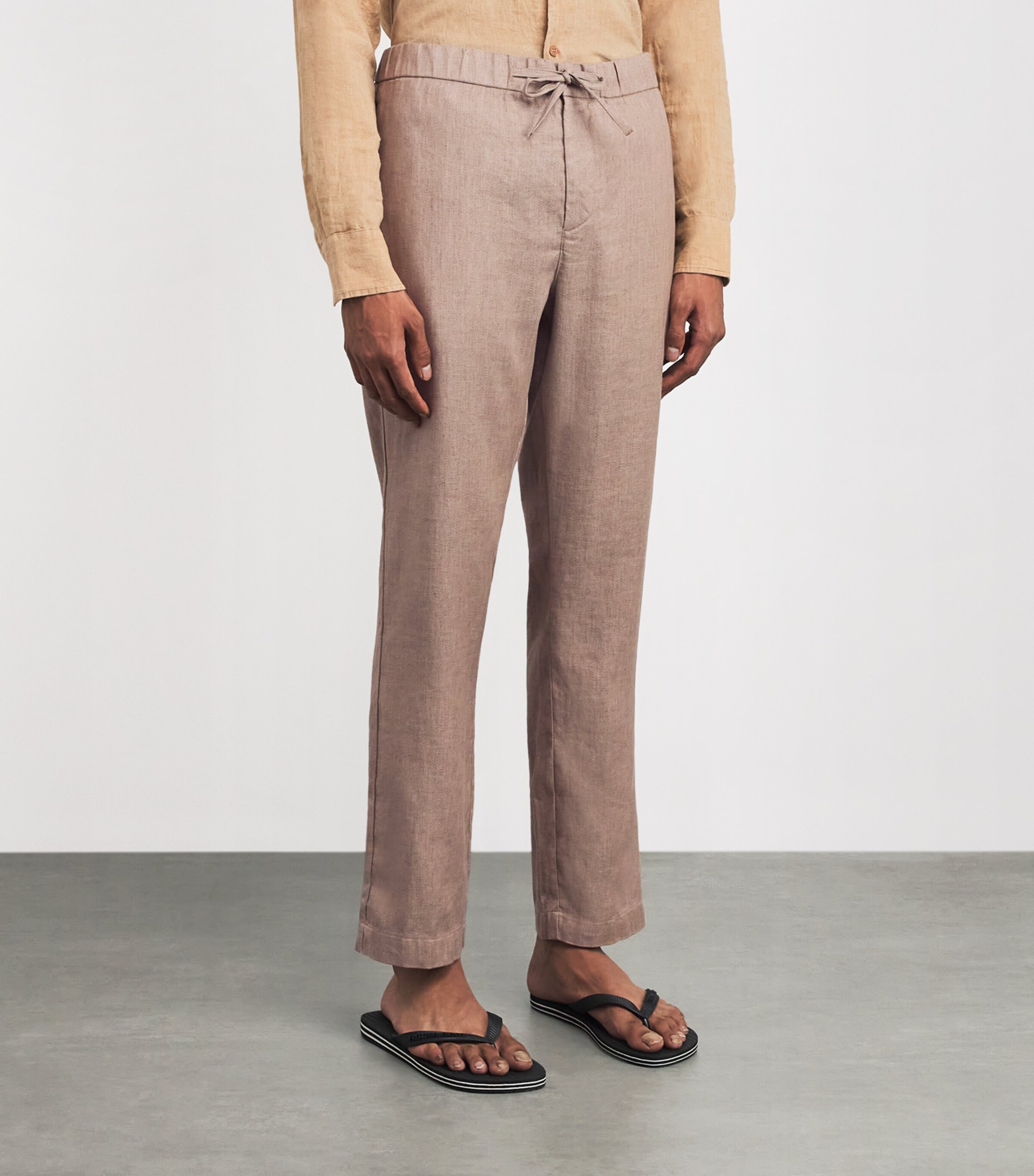Linen-Cotton Oscar Trousers 250-KHAKI Image 3