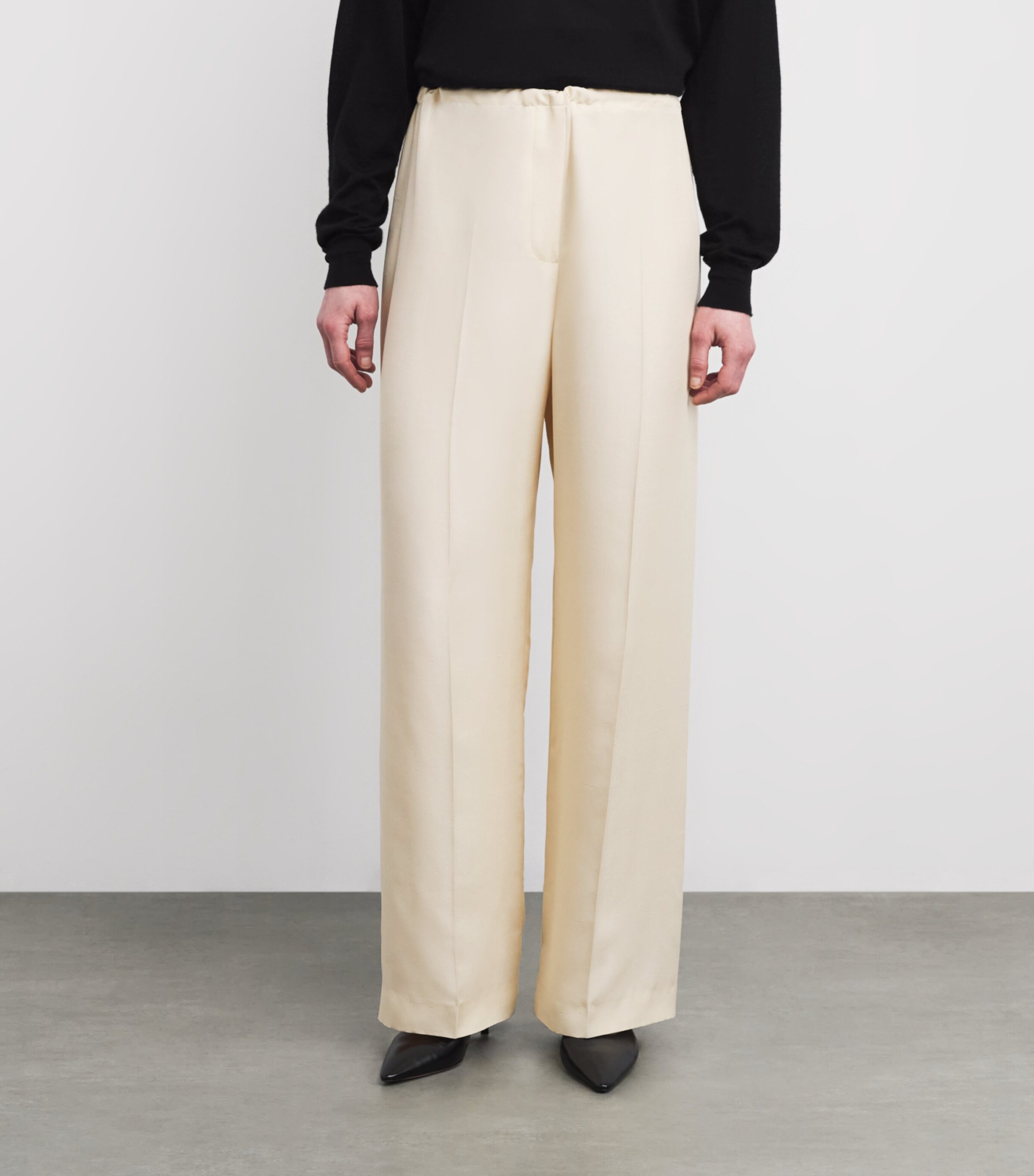The Row Womens Beta Silk Trousers Vanilla Image 3