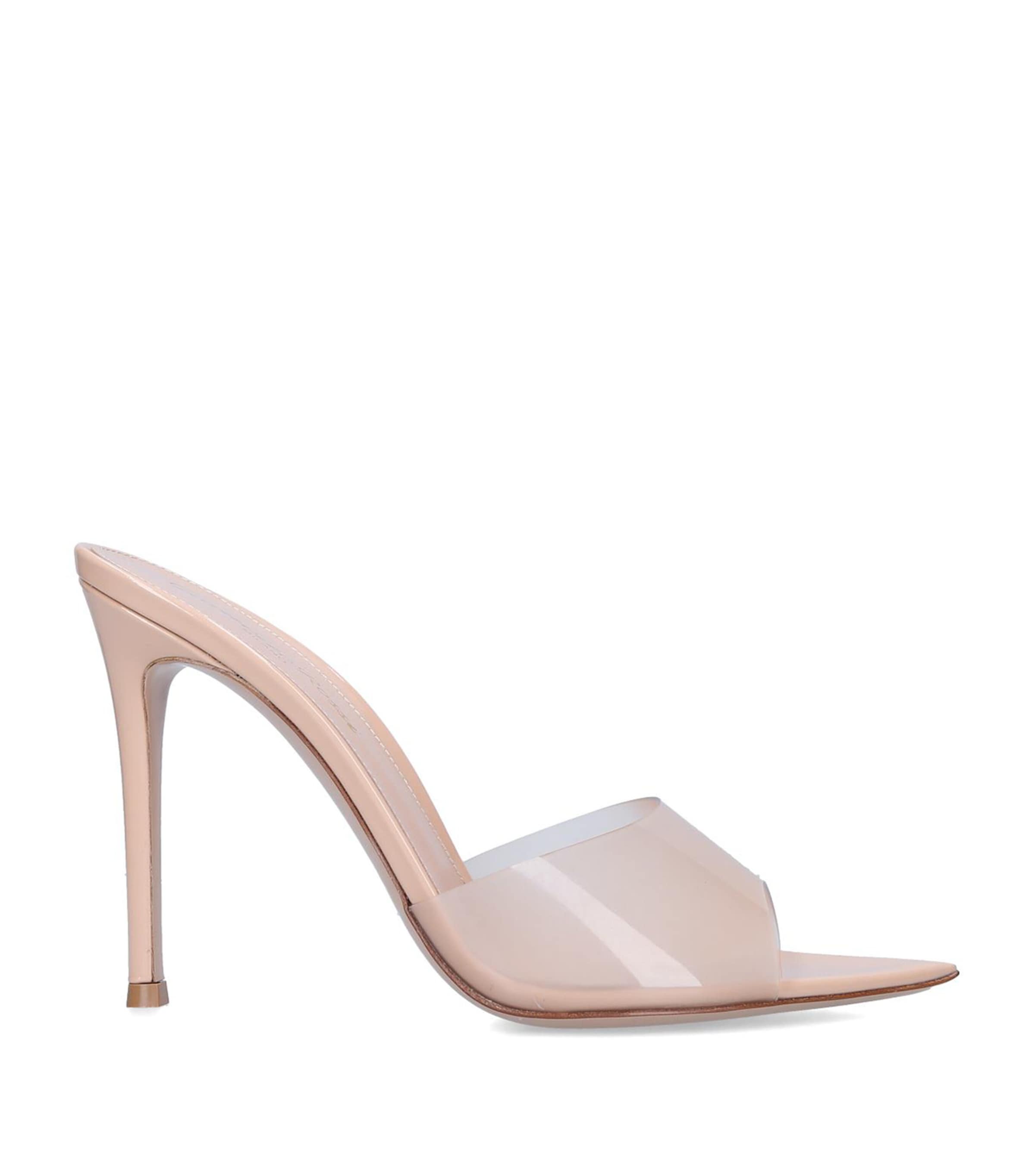 Gianvito Rossi Elle Leather And Pvc Mules In Nude