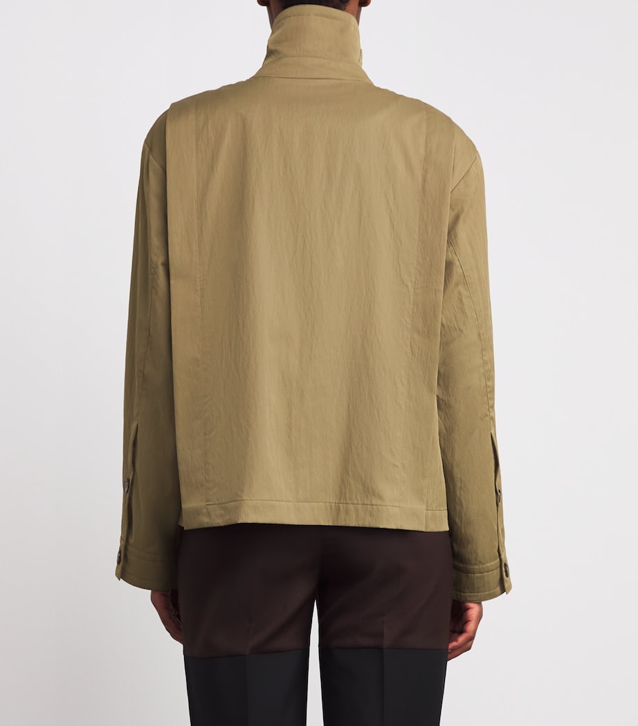 Leather-Trim Coral Trench Jacket 331 LIGHT KHAKI Image 4