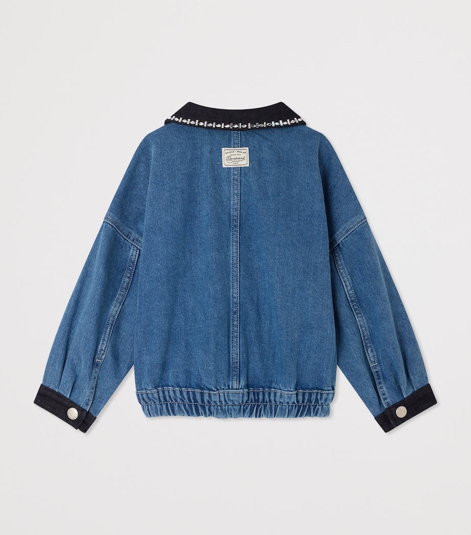 Bonpoint Embellished Denim Jacket (10-14 Years) Bleu Moyen Image 2