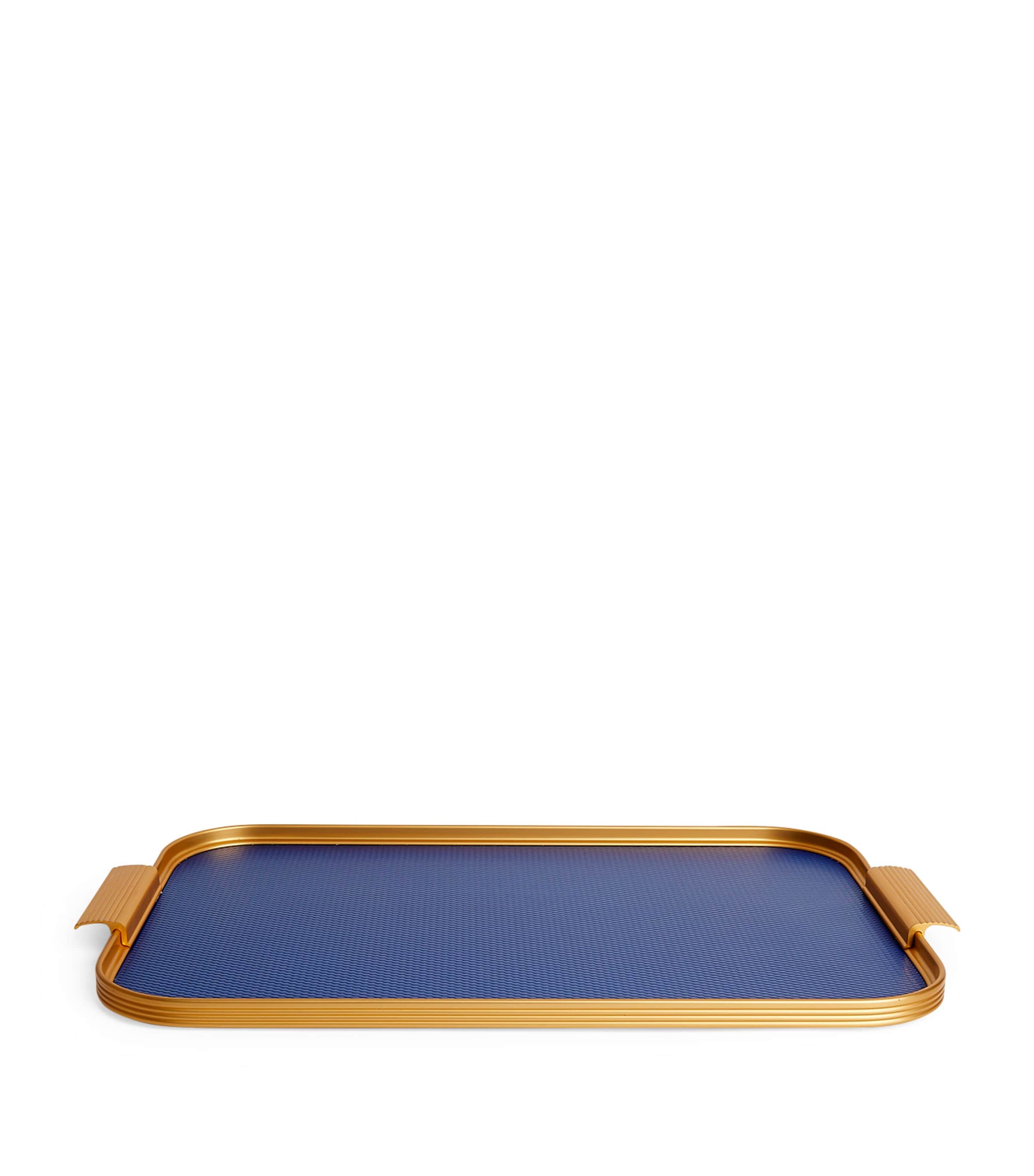 Kaymet Ribbed Metal Tray In Blue