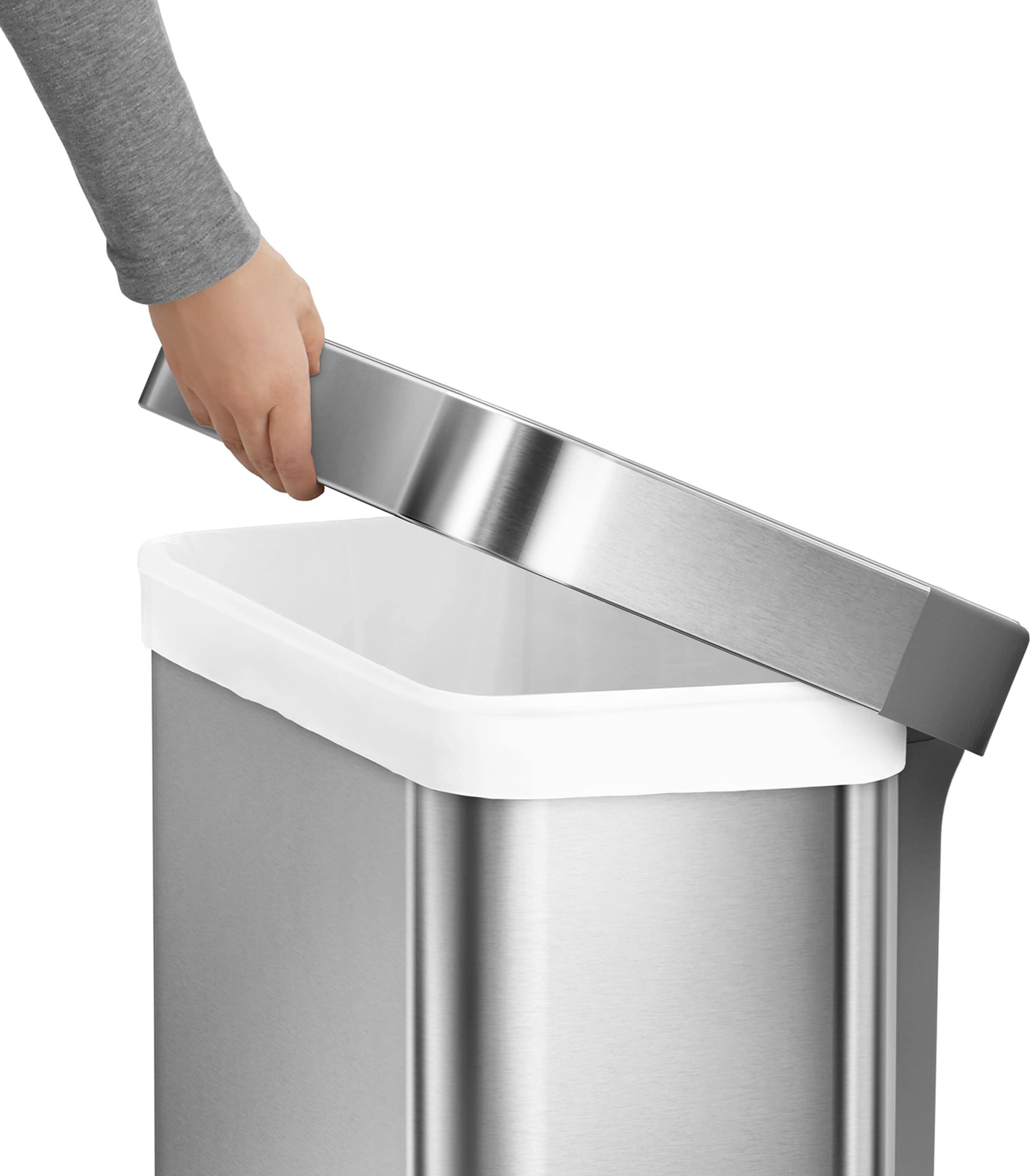 Rectangular Brushed Steel Pedal Bin (55L) BRUSHED STEEL Image 4