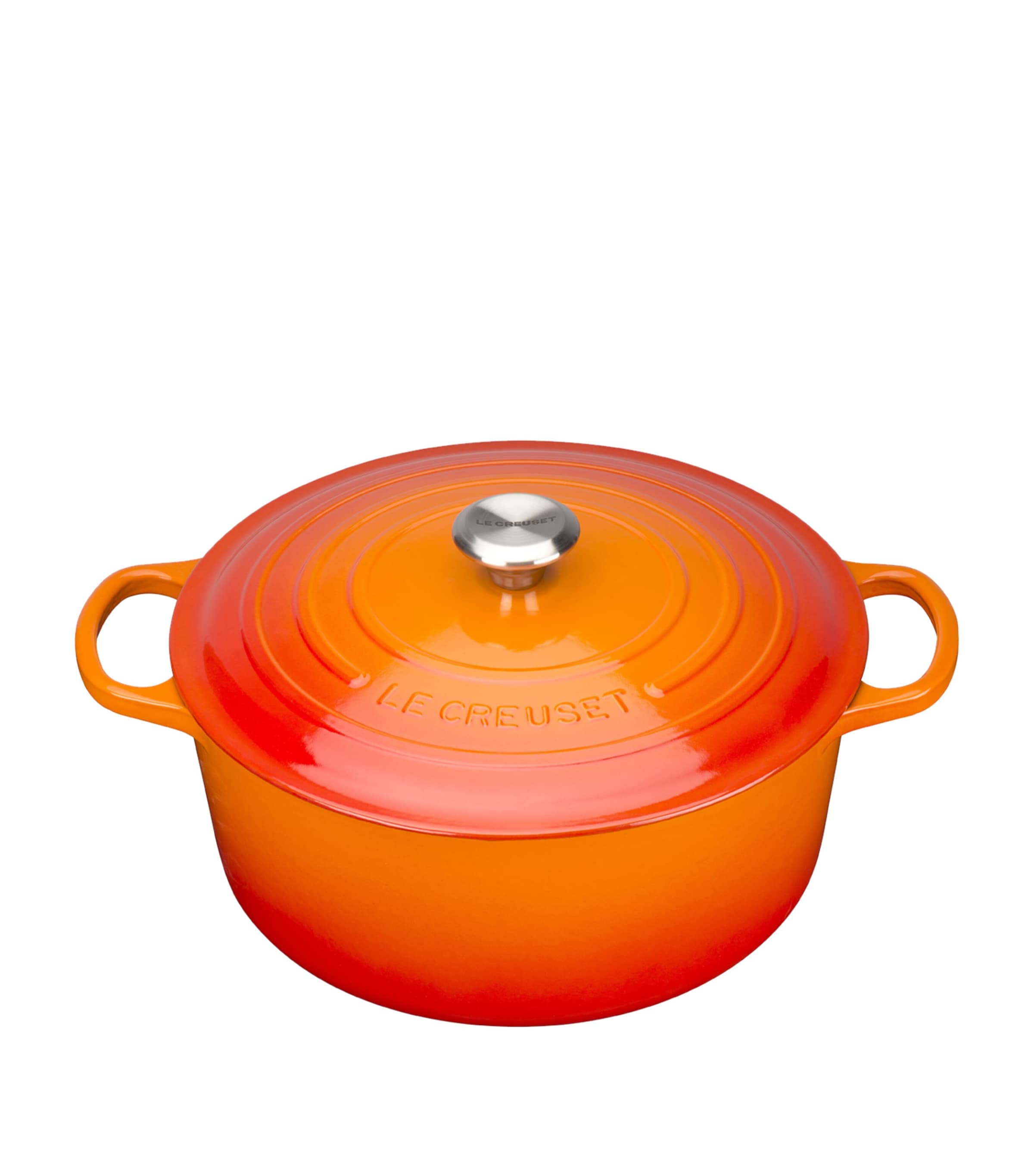 Le Creuset Cast Iron Round Casserole Dish In Orange