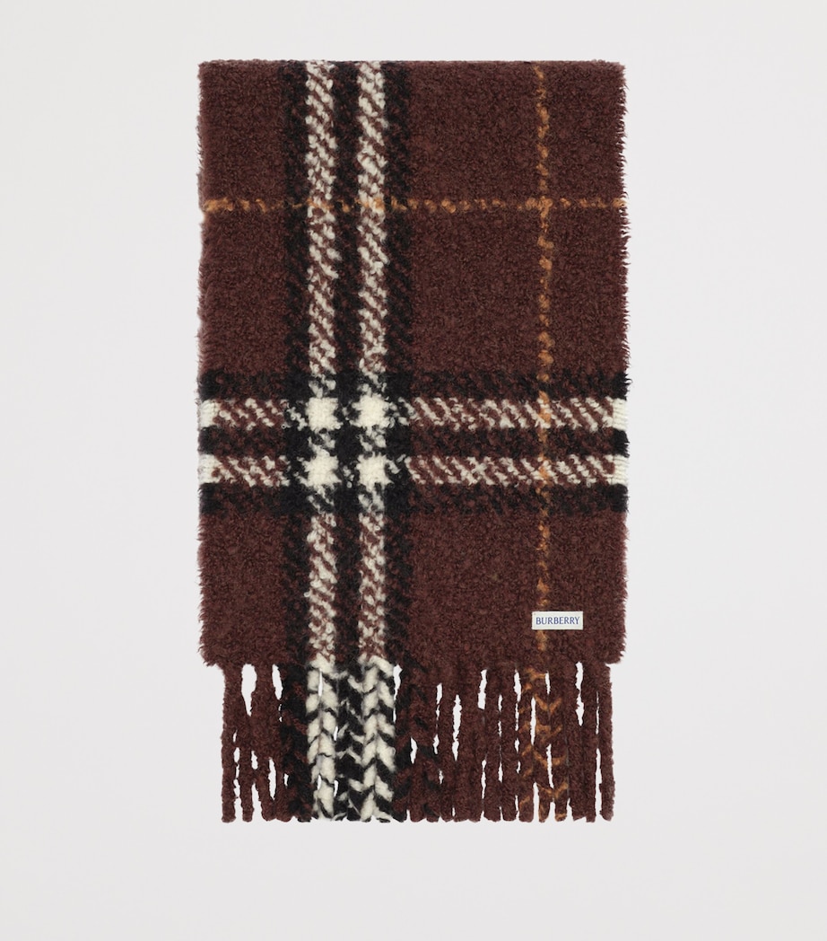 Burberry Alpaca Wool-Blend Bouclé Check Scarf Treacle Brown Image 2