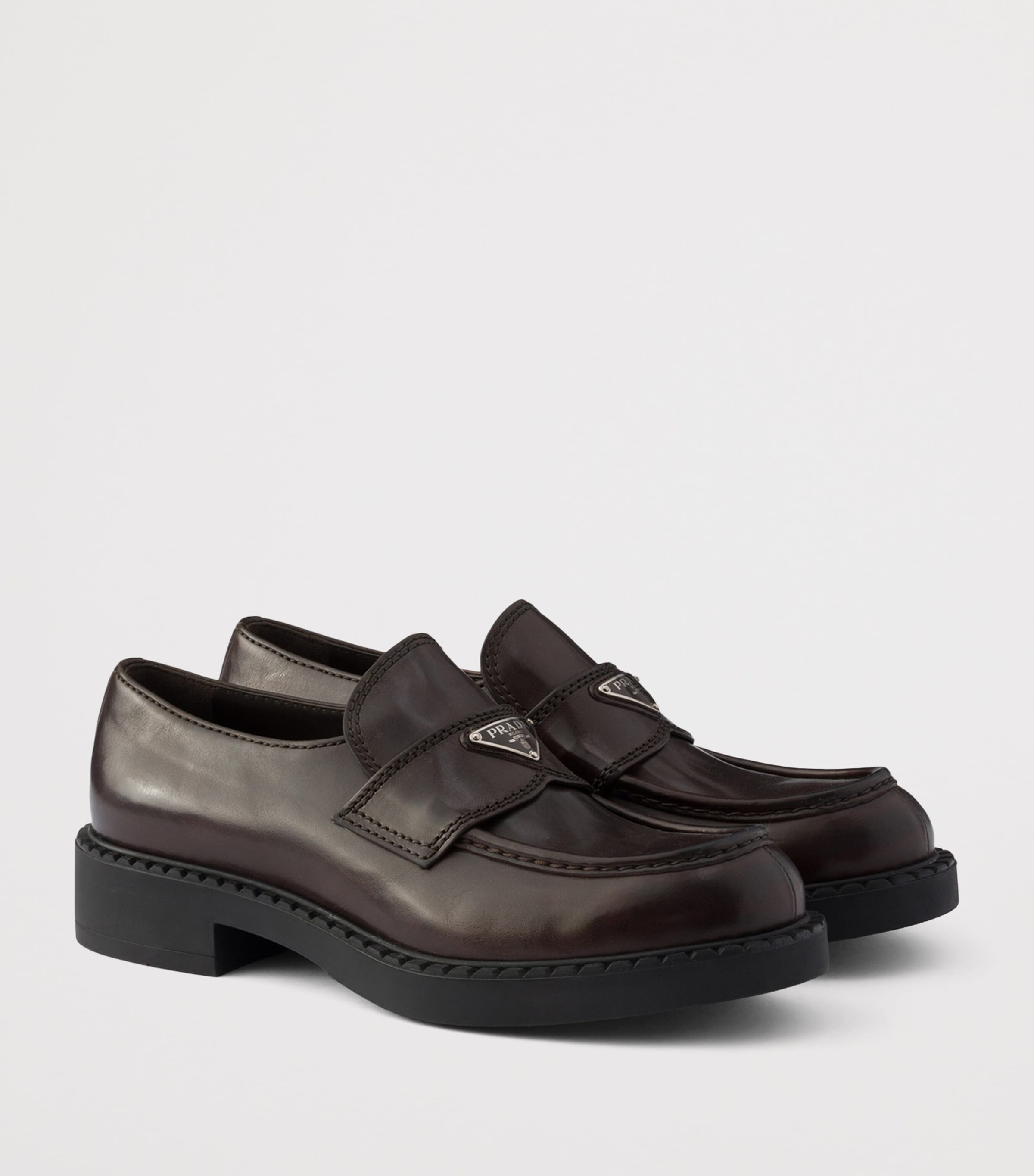 Prada Aged Leather Chunky Loafers Brown Image 2