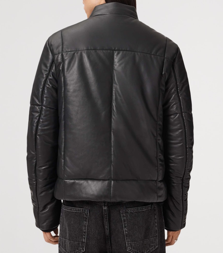 Leather Furse Puffer Jacket BLACK Image 7