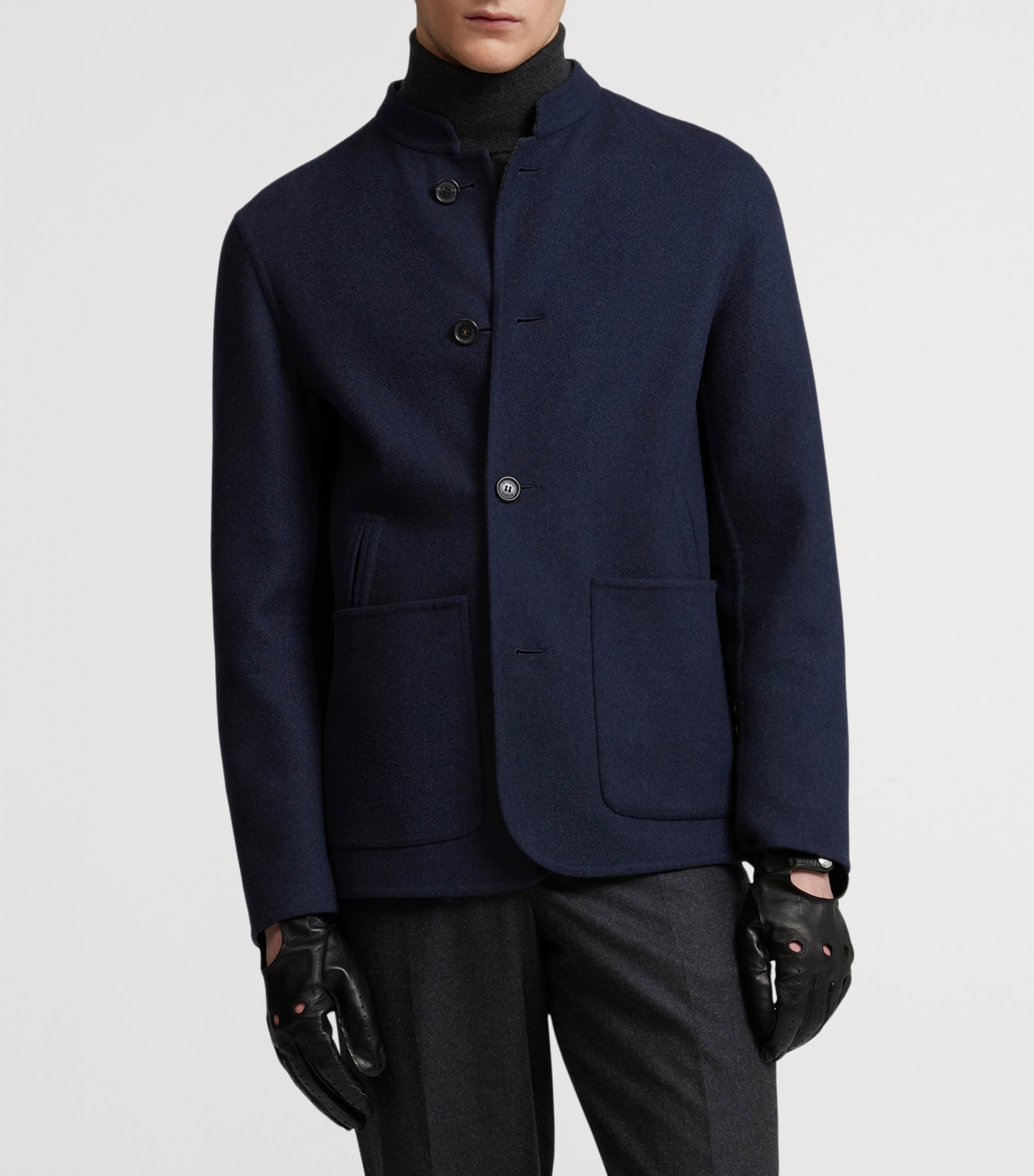 Wool Reversible Double-Faced Driving Jacket 410NAVY Image 4