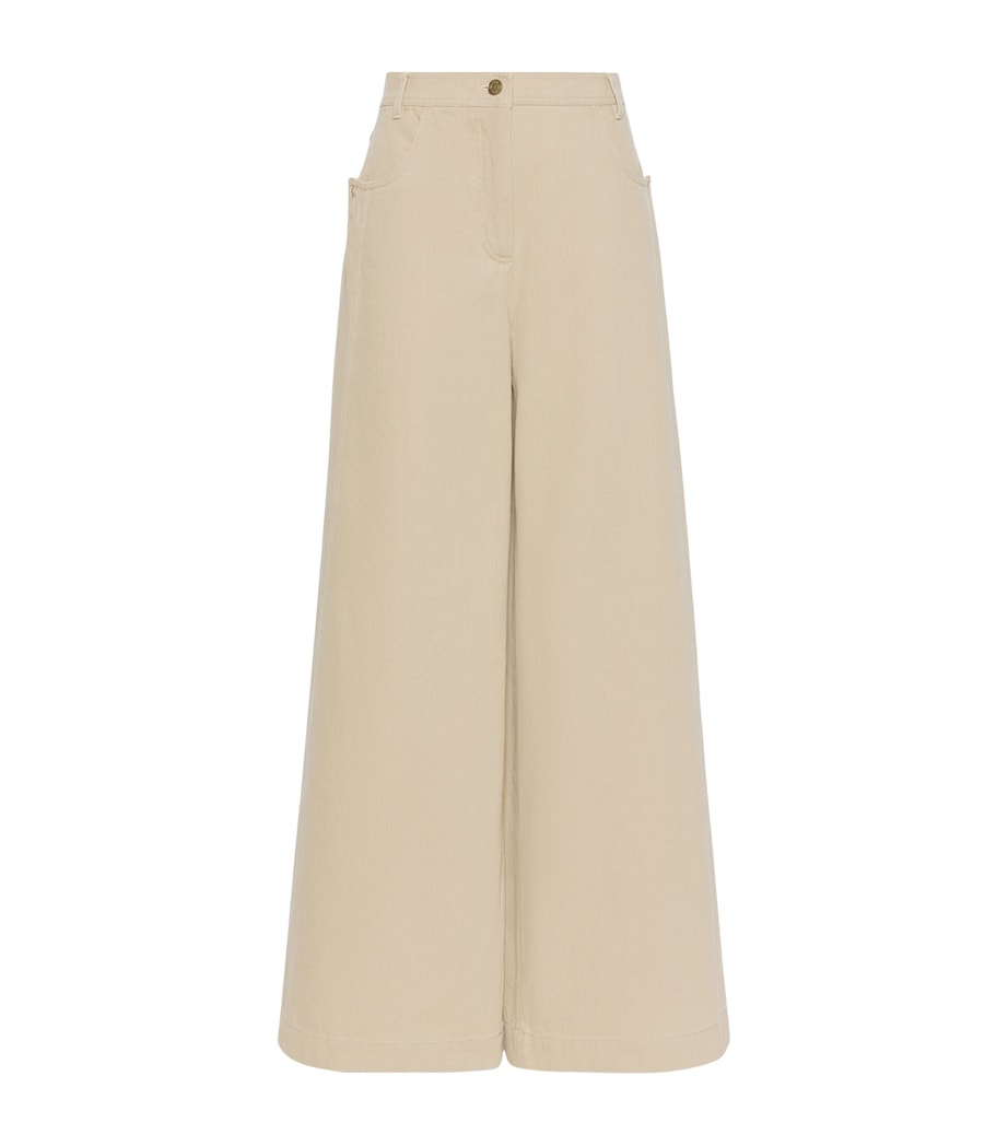 Max Mara Womens Wide-Leg Jeans Stone Image 1
