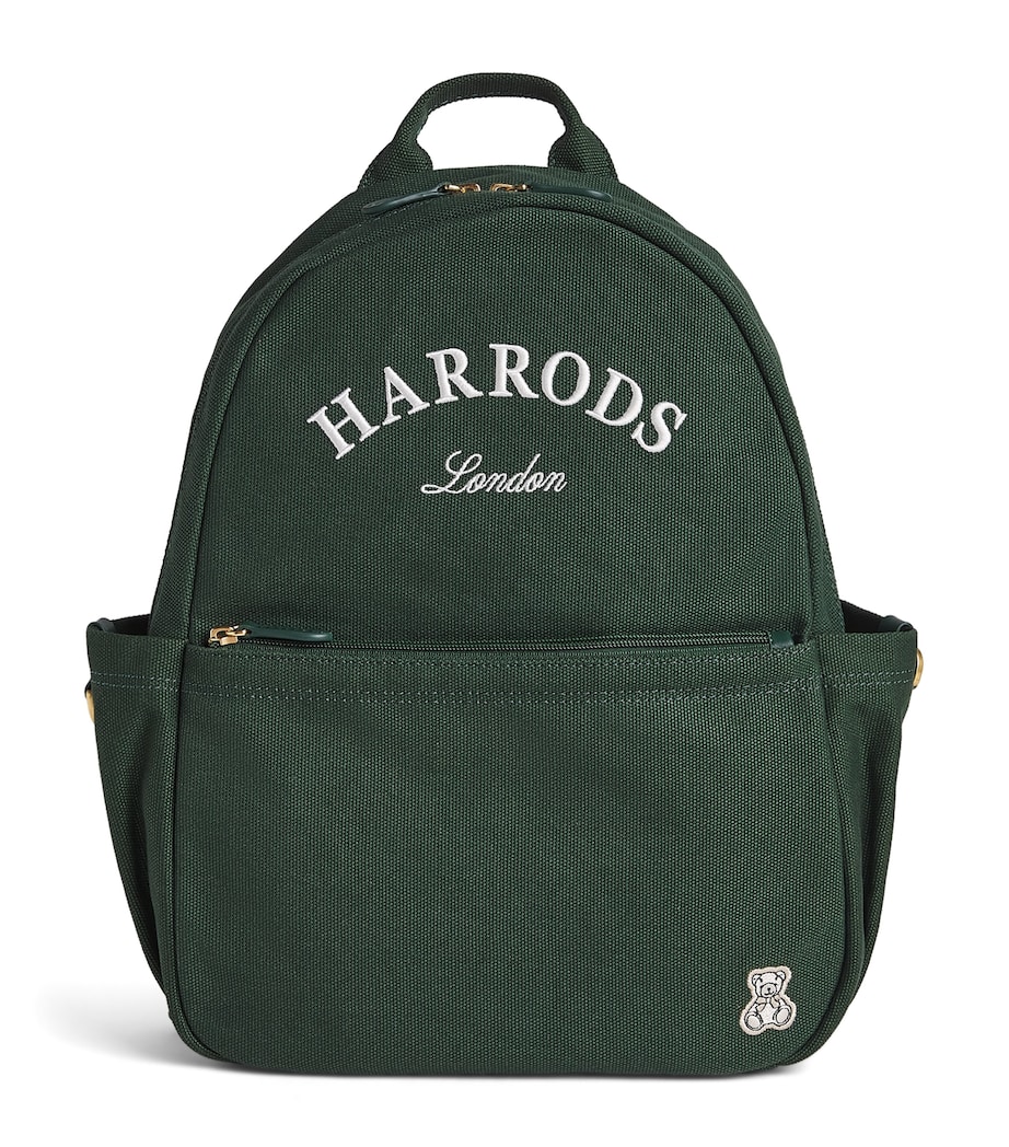 Harrods Cotton Embroidered Emblem Backpack Harrods Green Image 1