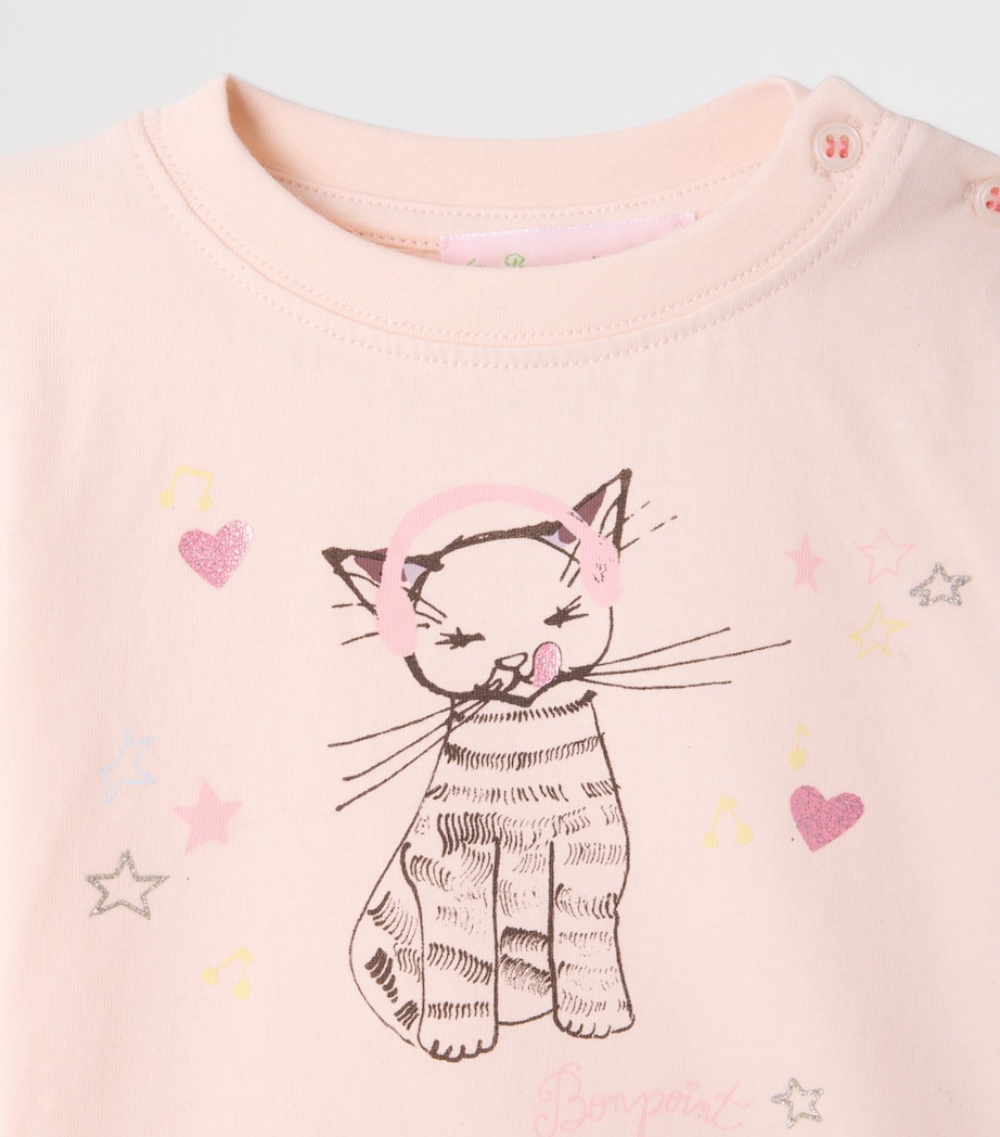 Bonpoint Cat Print T-Shirt (6-18 Months) Rose Chamallow Image 3