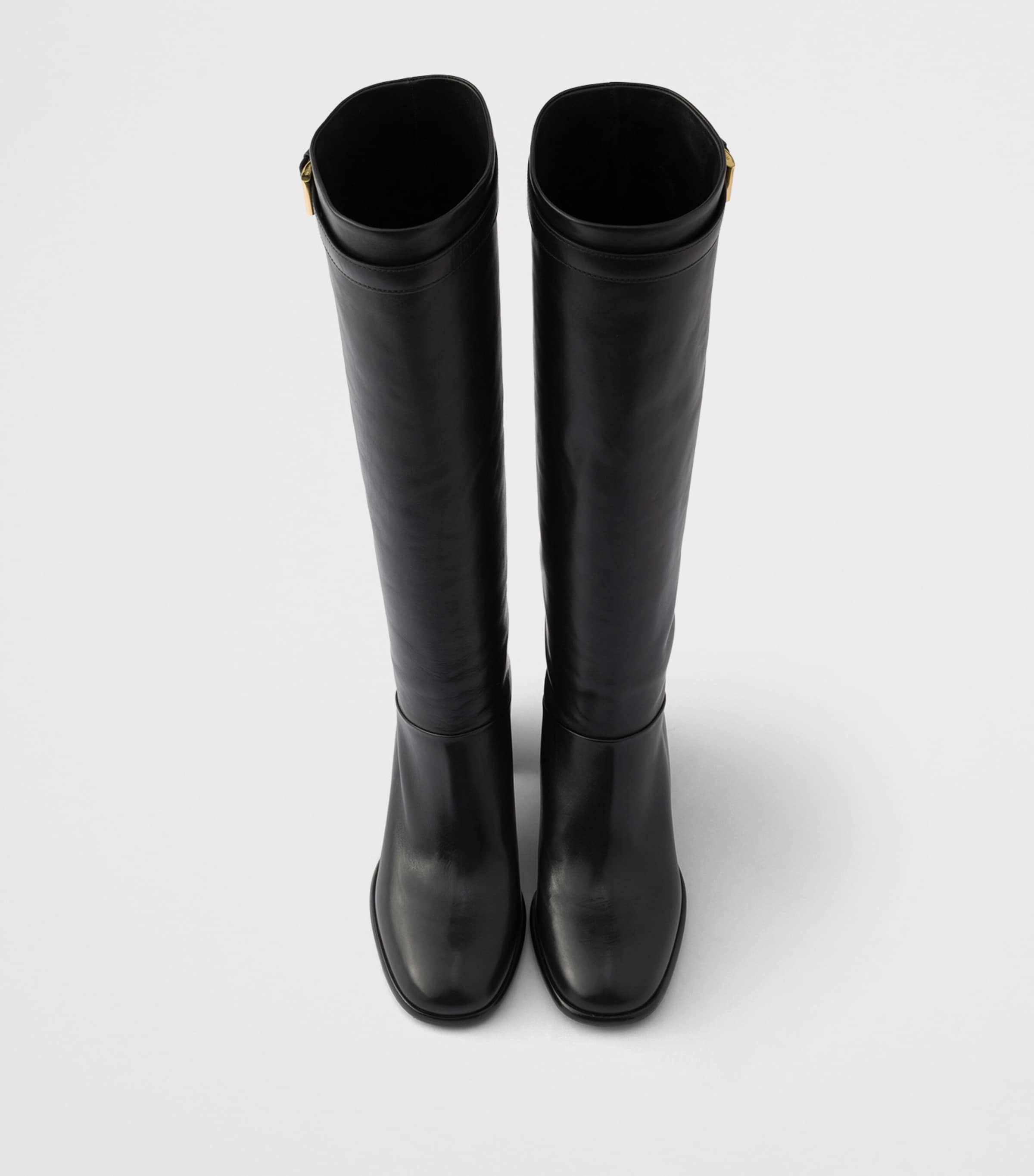 Prada Leather Heeled Knee-High Boots Black Image 3