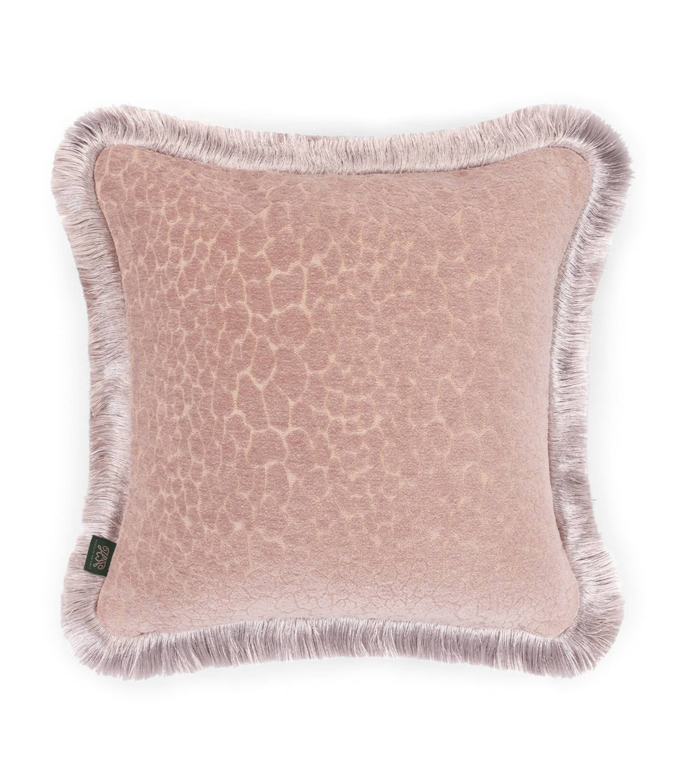 Jacquard Mara Fringed Cushion (45cm x 45cm) PINK Image 1
