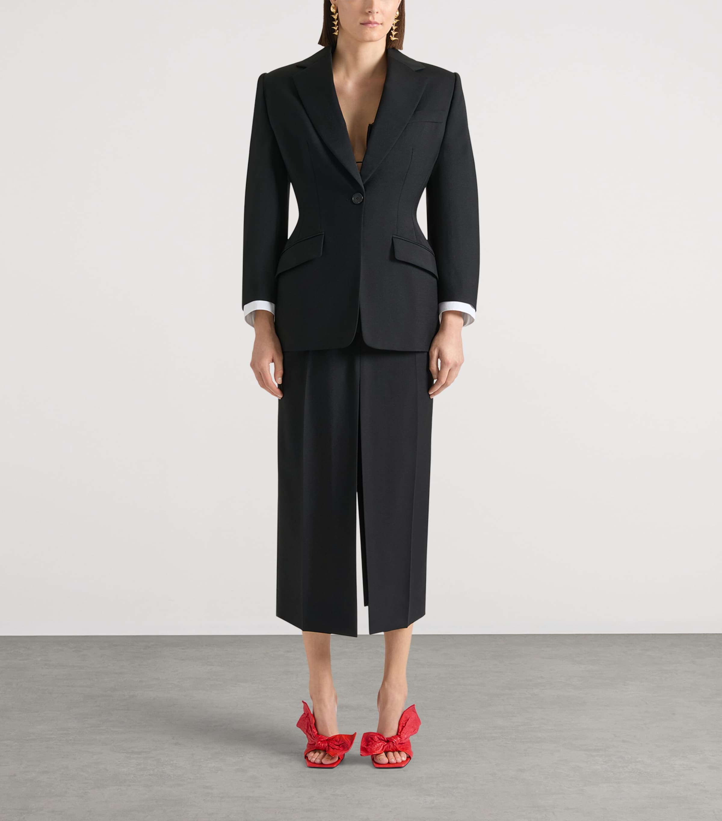 Givenchy Womens Wool-Mohair Trousers Midi Skirt Black Image 3