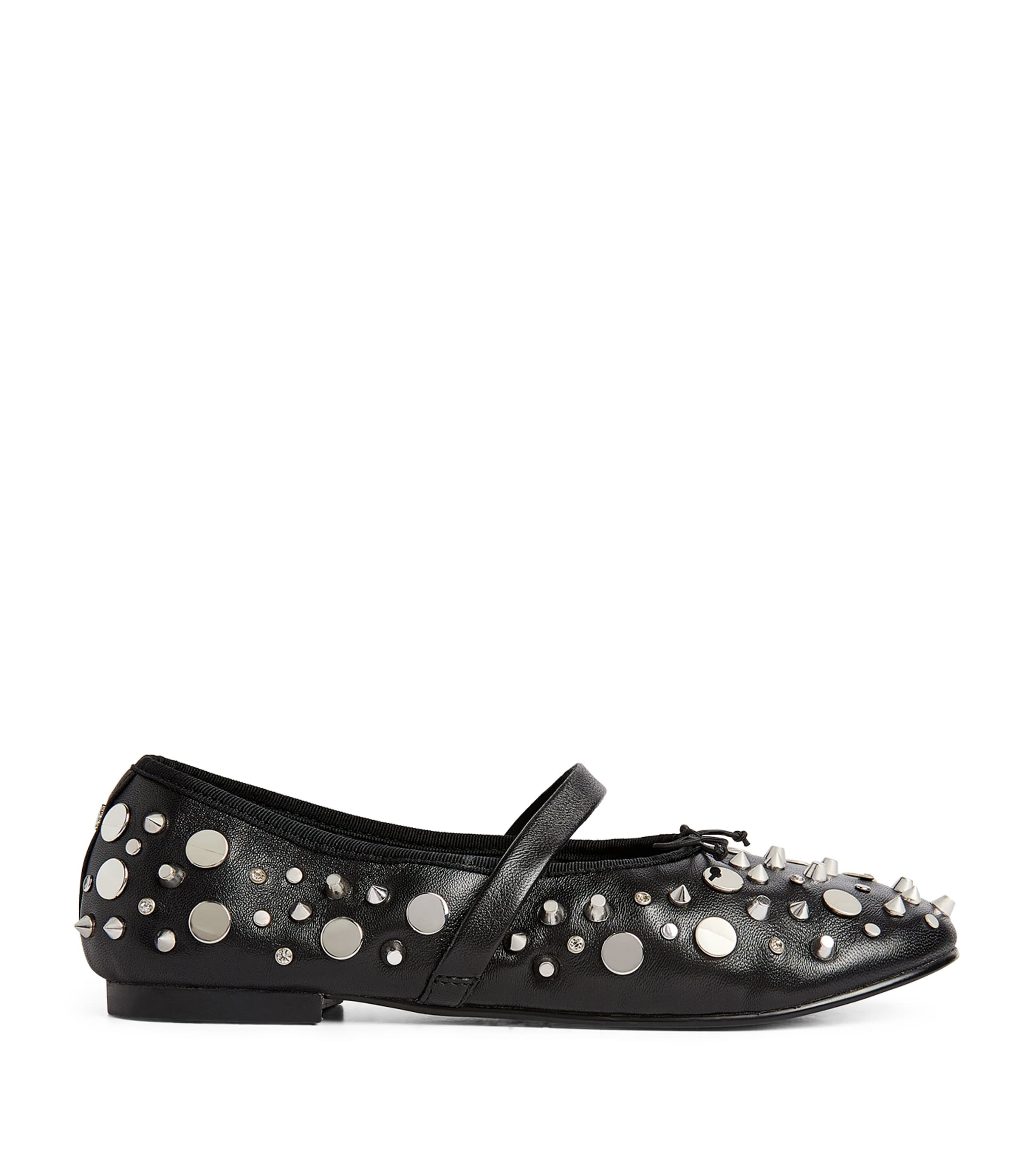 Maje Leather Studded Ballet Flats In Black