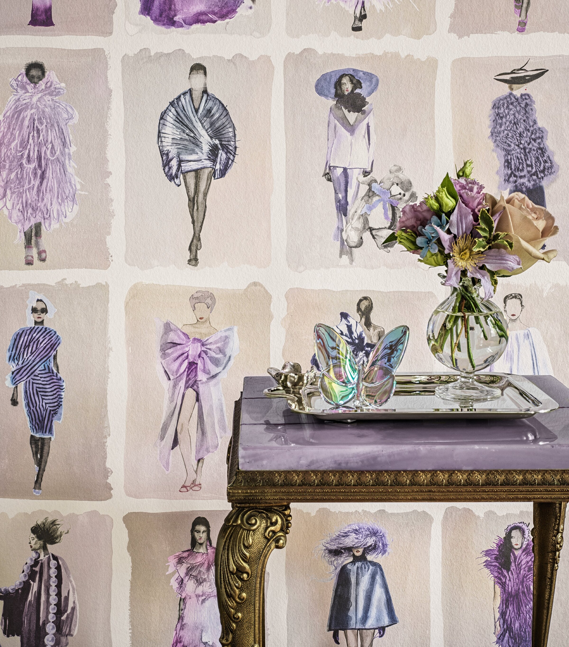 x Harrods Interior Design 175 Anniversary Edition Couture Carousel Wallpaper - Lavender LAVENDER Image 4