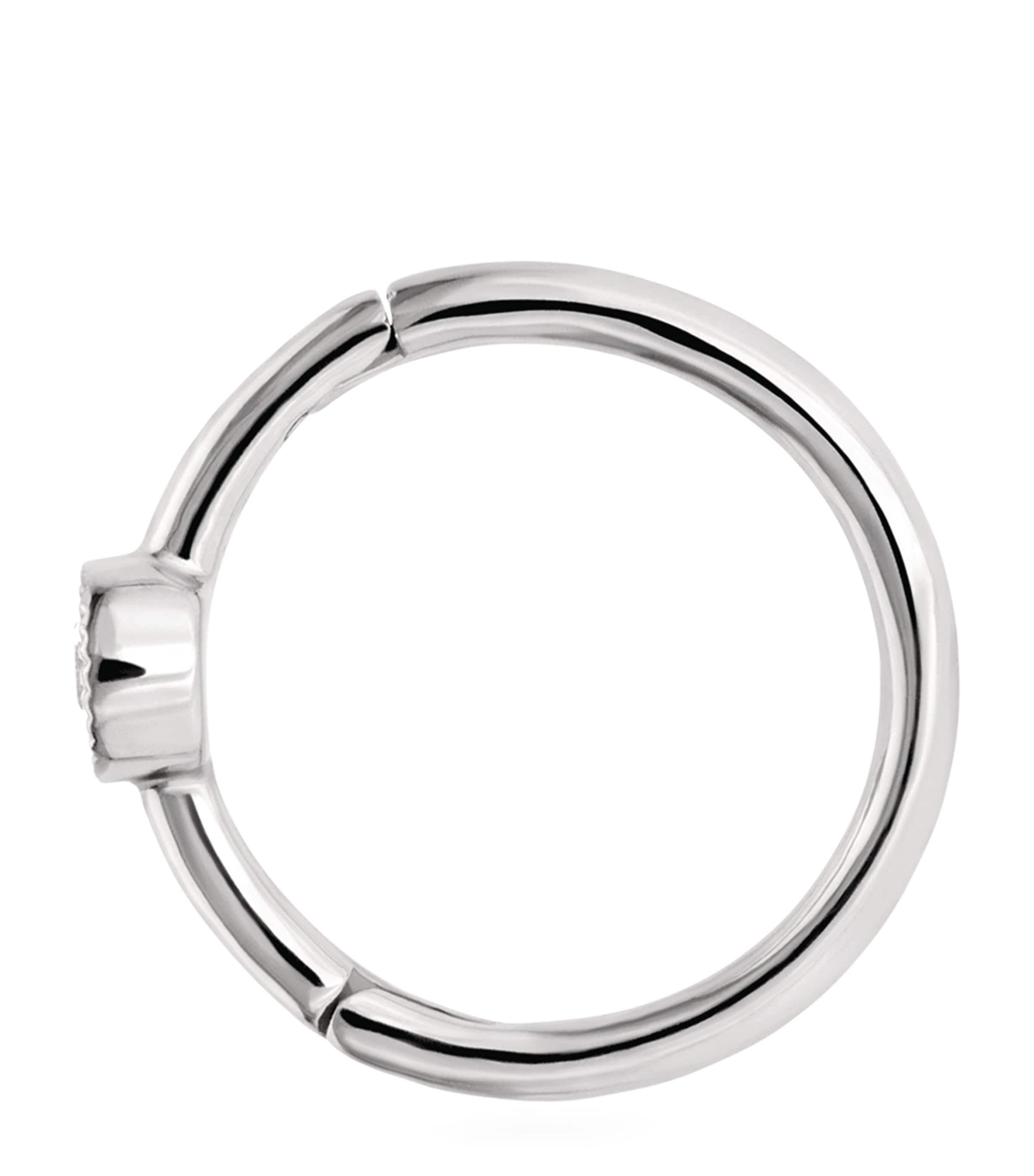 White Gold and Diamond Hoop Earring (8mm) WHITE GOLD Image 2