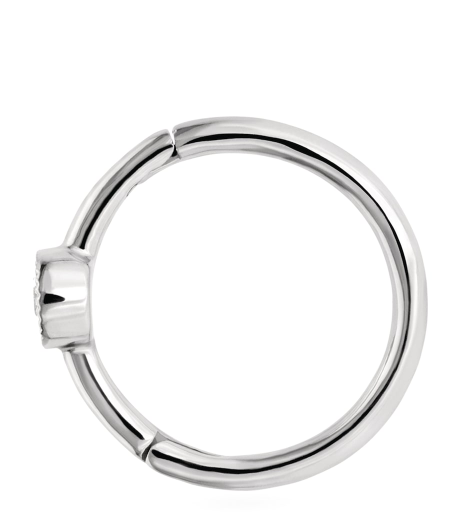 White Gold and Diamond Hoop Earring (8mm) WHITE GOLD Image 2