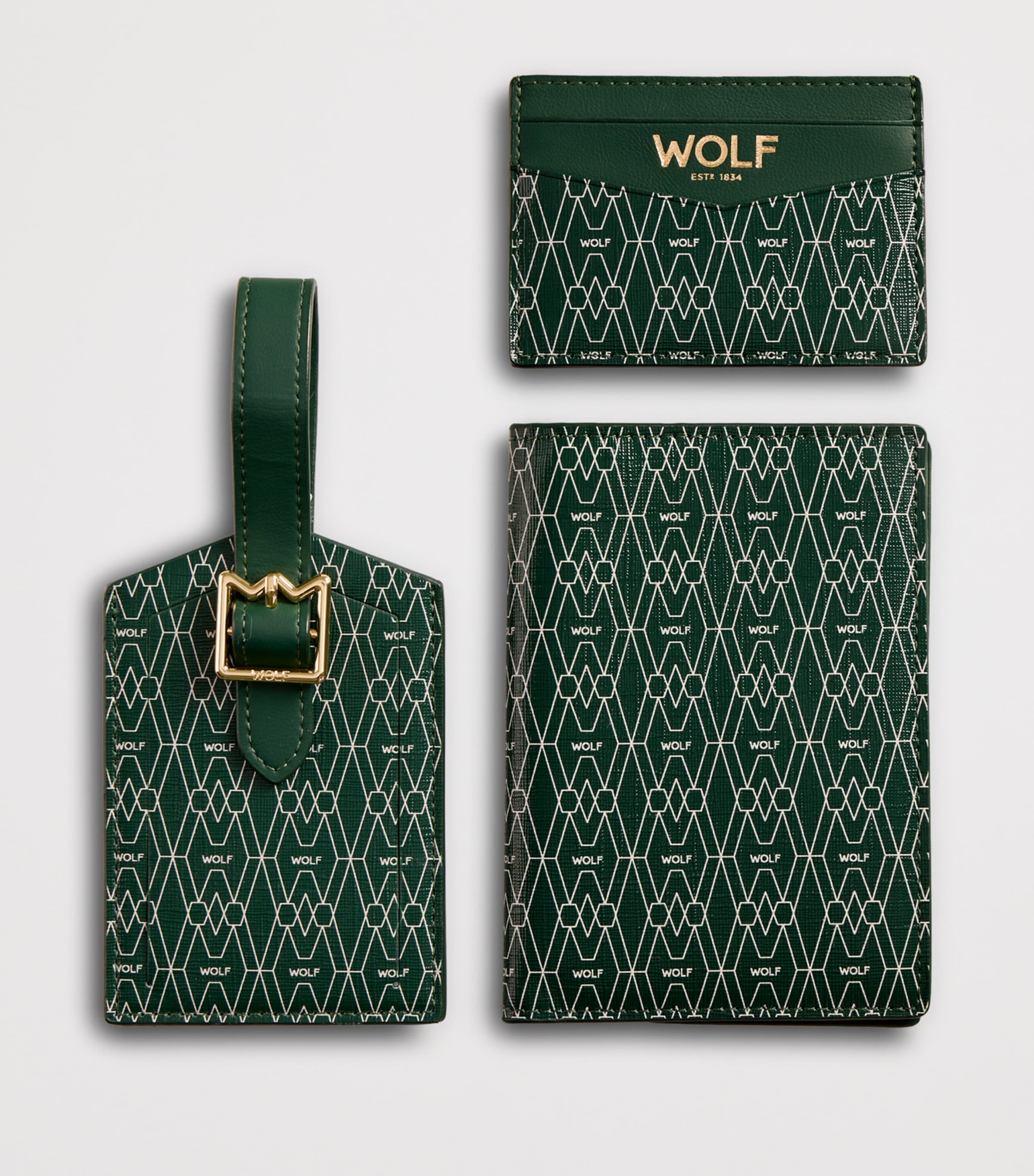 WOLF Signature Passport Holder, Card Holder and Luggage Tag Gift Set Green Image 3
