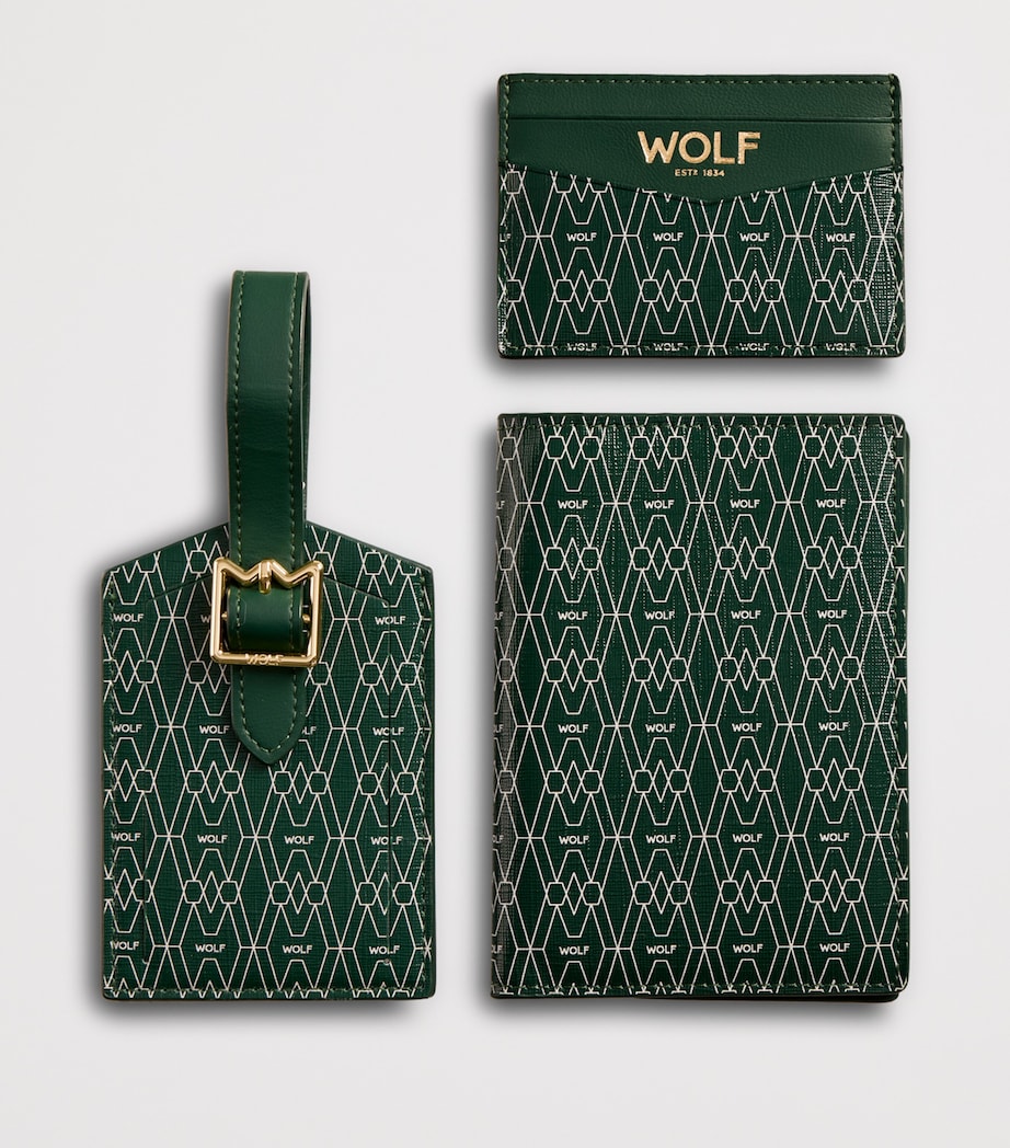 WOLF Signature Passport Holder, Card Holder and Luggage Tag Gift Set Green Image 3