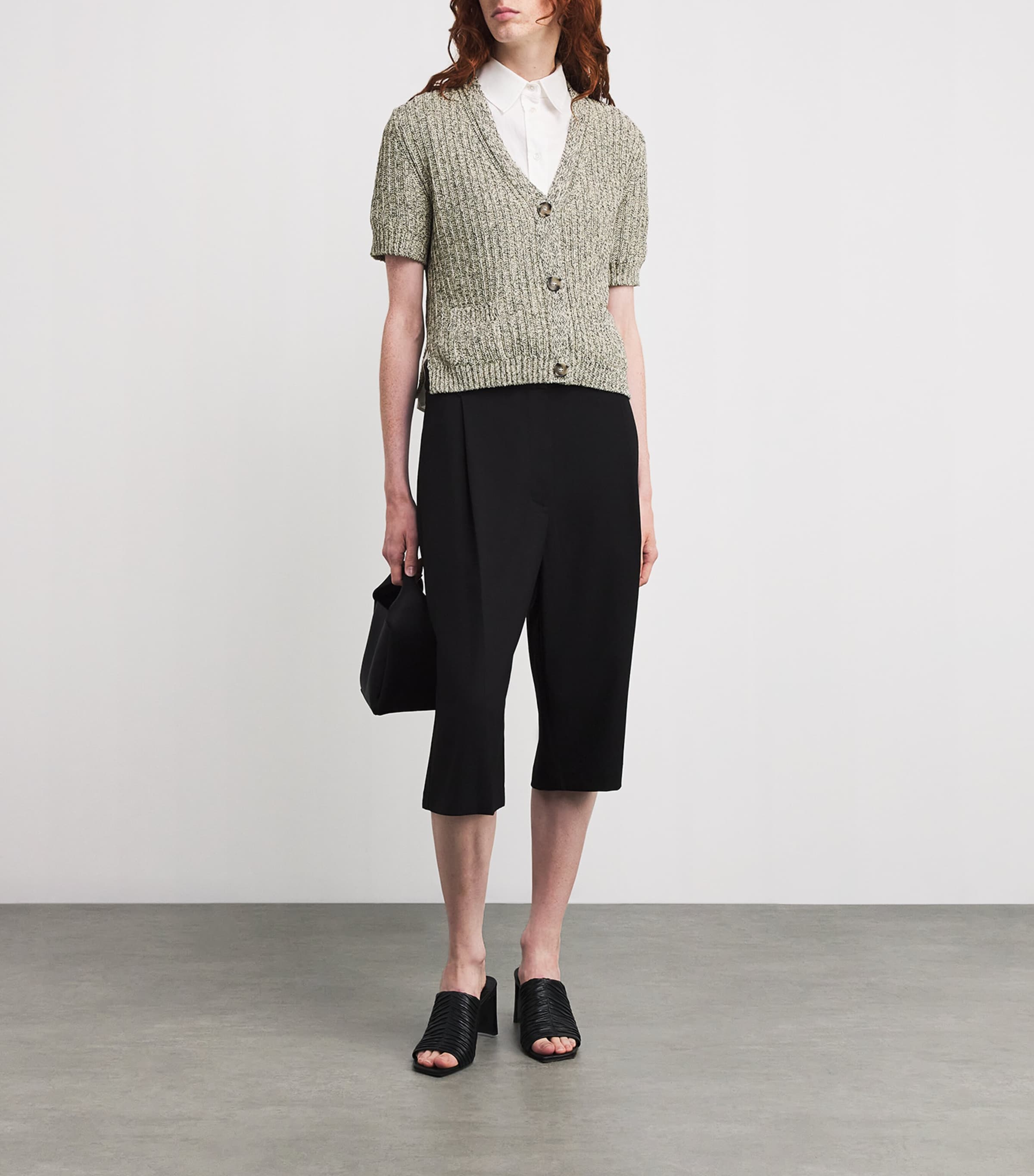 Ribbed Short-Sleeve Cardigan MILK Image 2