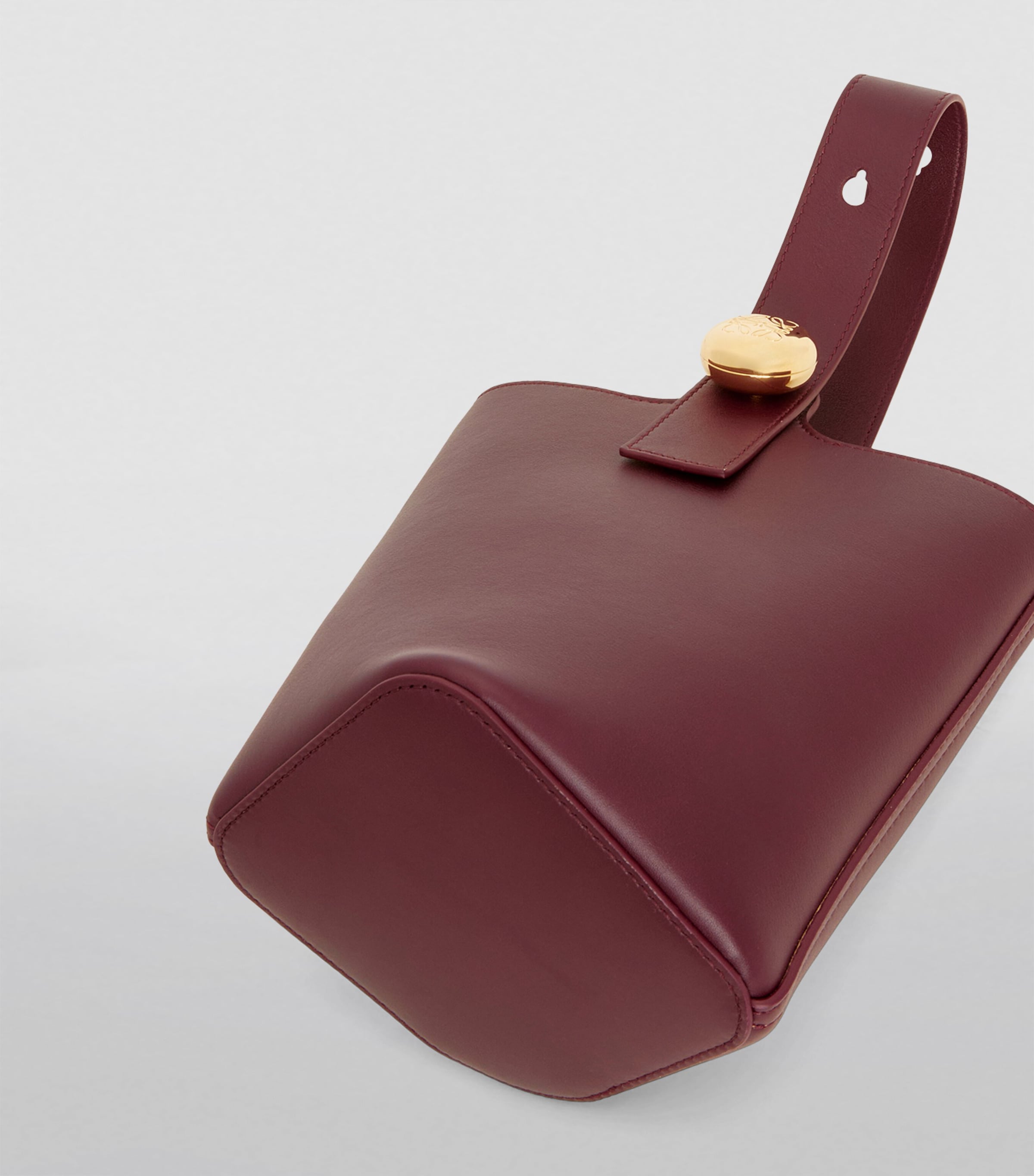 Mini Leather Pebble Bucket Bag DARK BURGUNDY Image 5