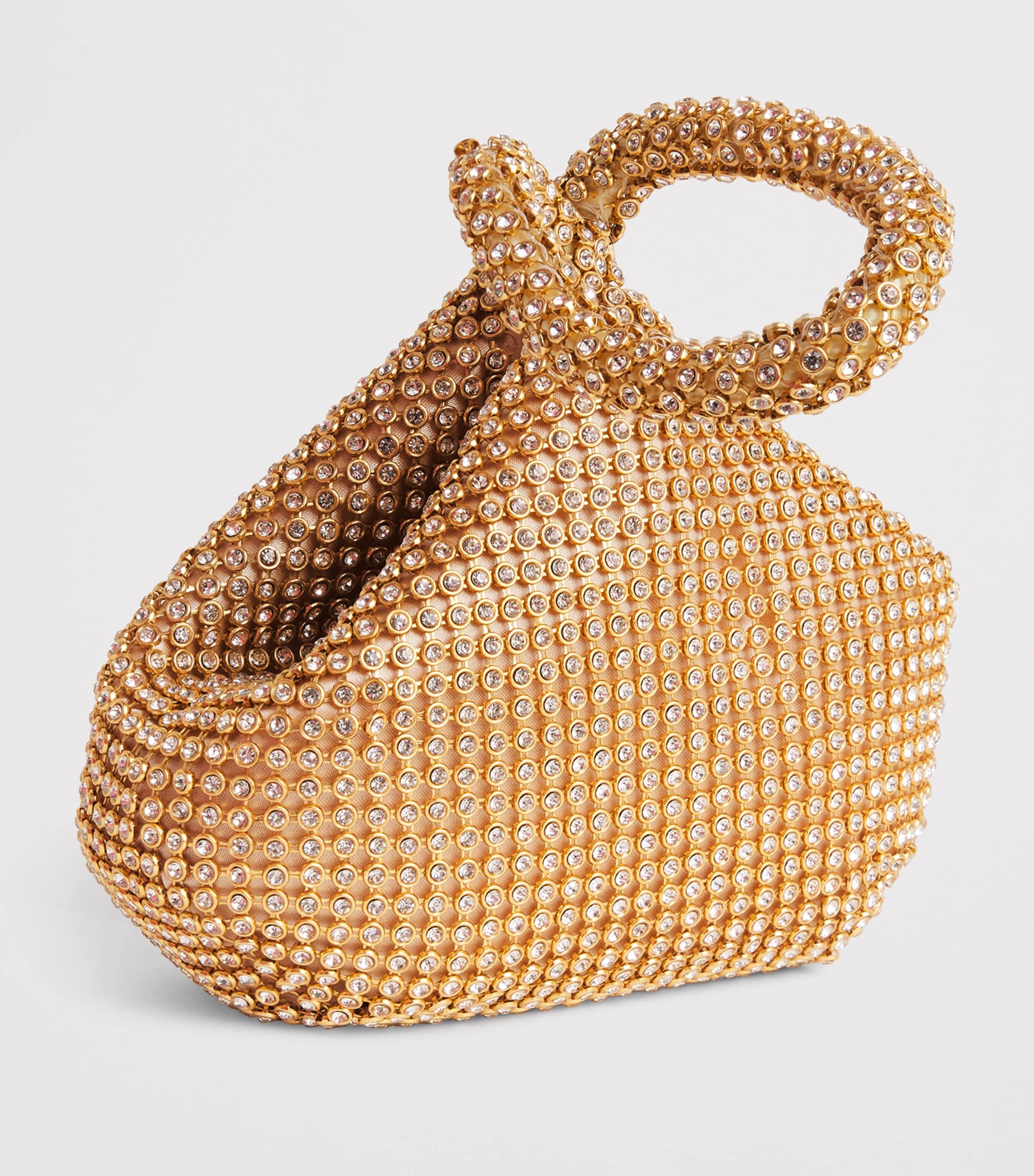 David Charles Crystal-Embellished Dolly Top-Handle Bag M Gold Image 2