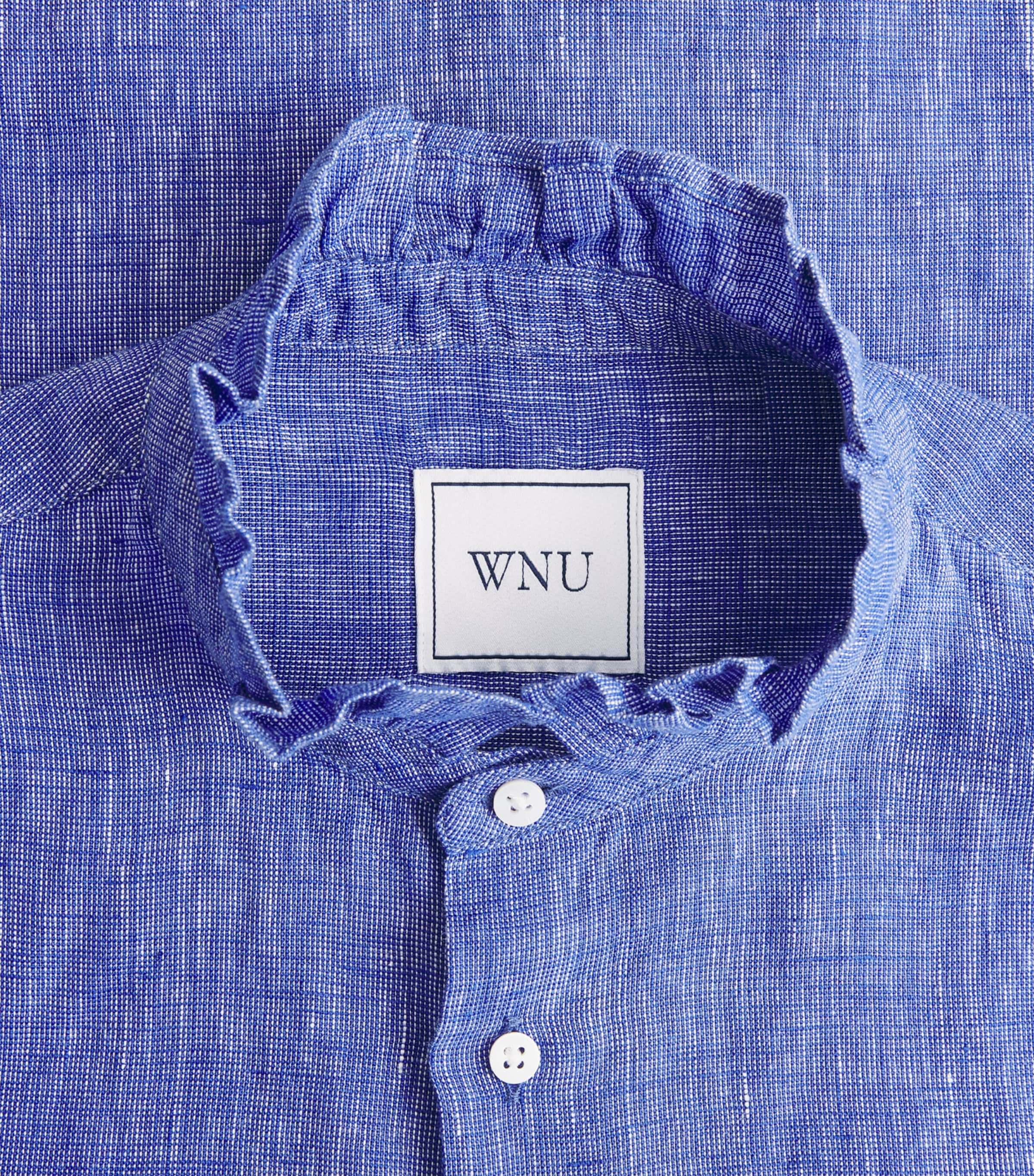 With Nothing Underneath Womens Linen Kew Blouse Lapis Blue Image 6