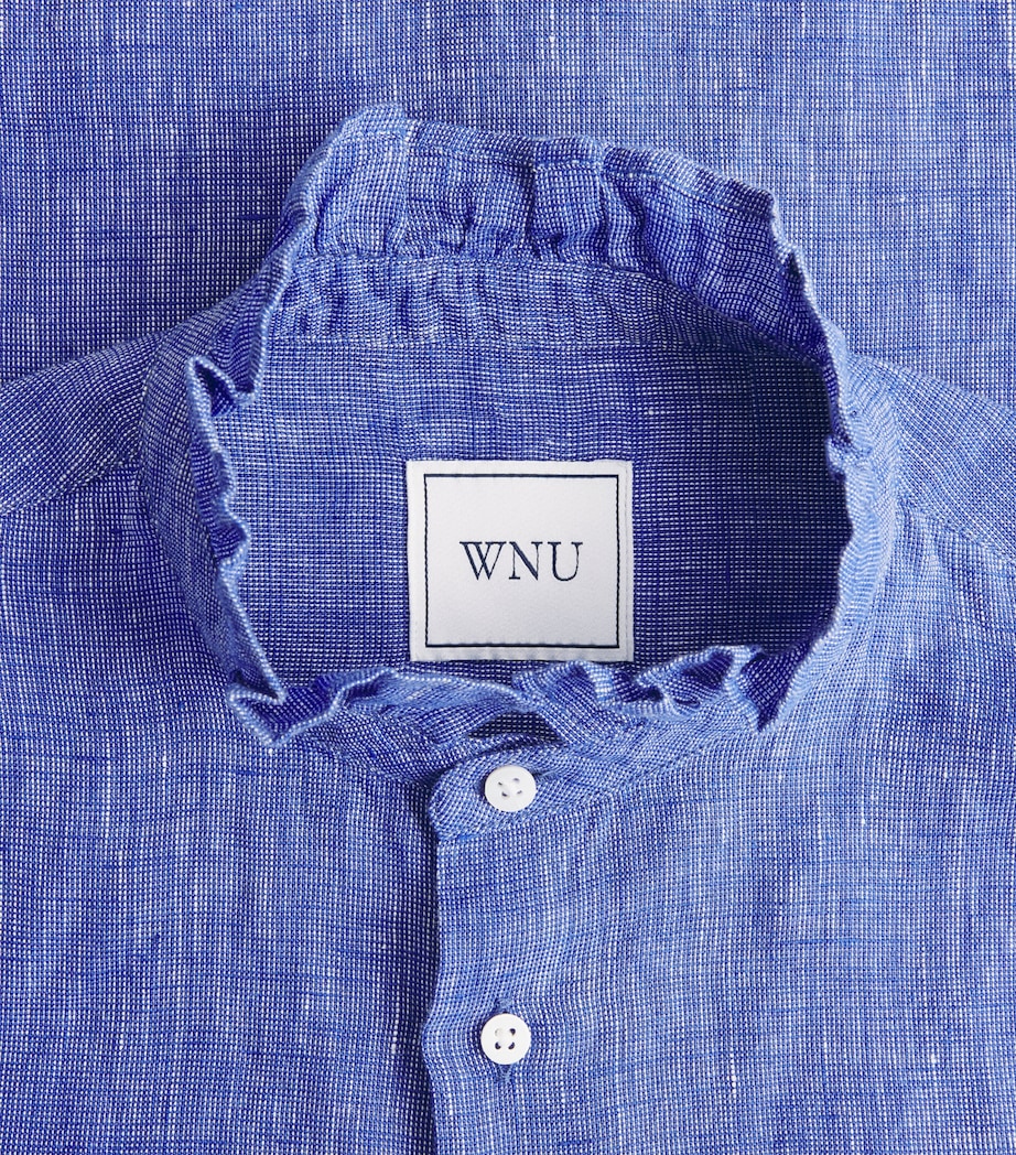 With Nothing Underneath Womens Linen Kew Blouse Lapis Blue Image 6