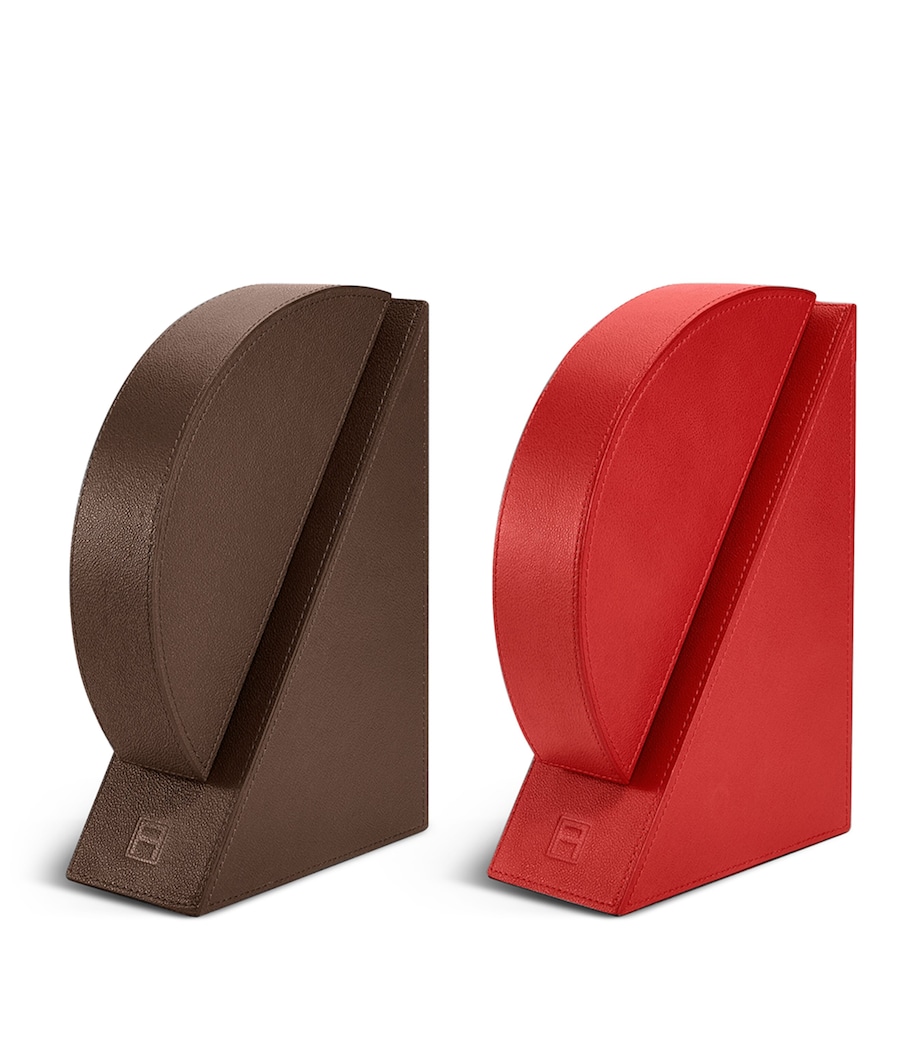 Leather Right Cubist Bookend DARK BROWN Image 5