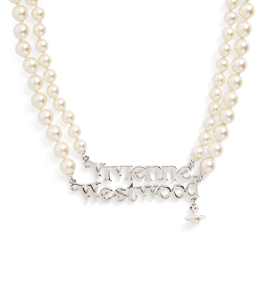 Pearl Emilio Logo Necklace P118 PLATINUM Image 1