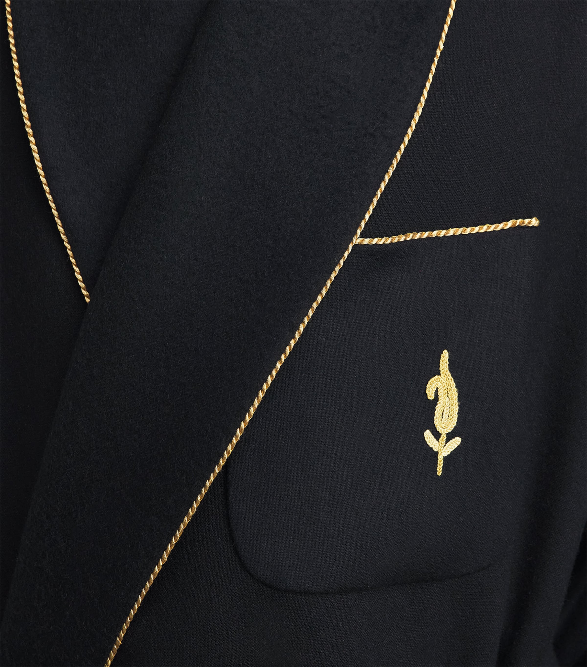 Daniel Hanson Mens Cashmere Silk-Lined Robe Black/gold Image 3