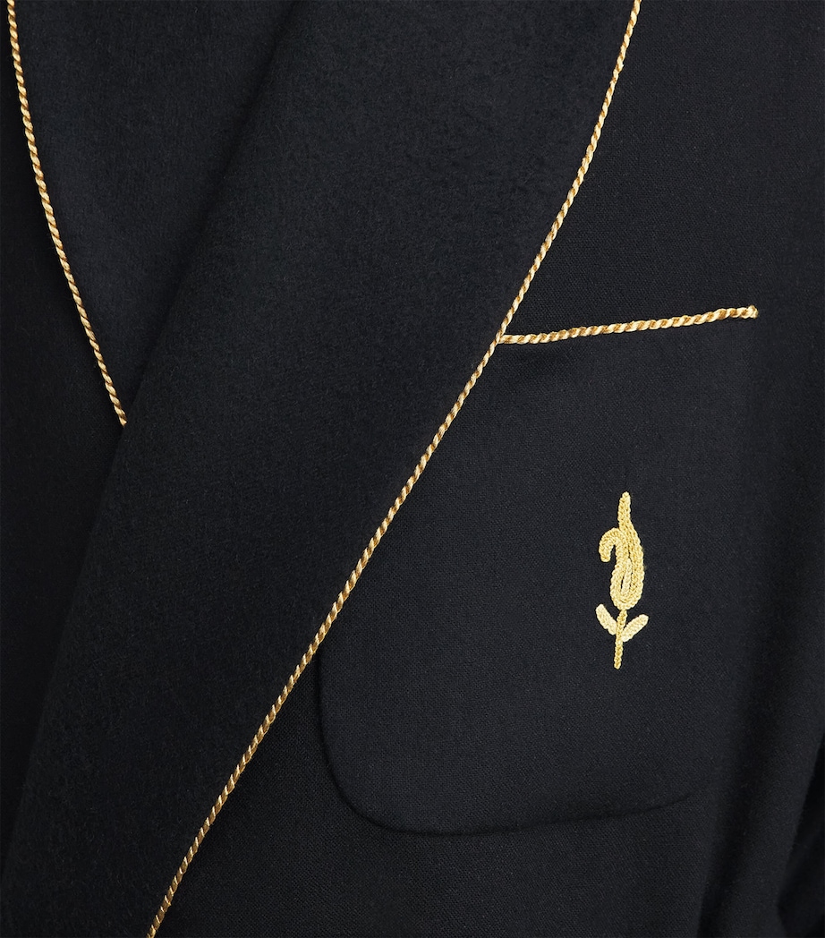 Daniel Hanson Mens Cashmere Silk-Lined Robe Black/gold Image 3