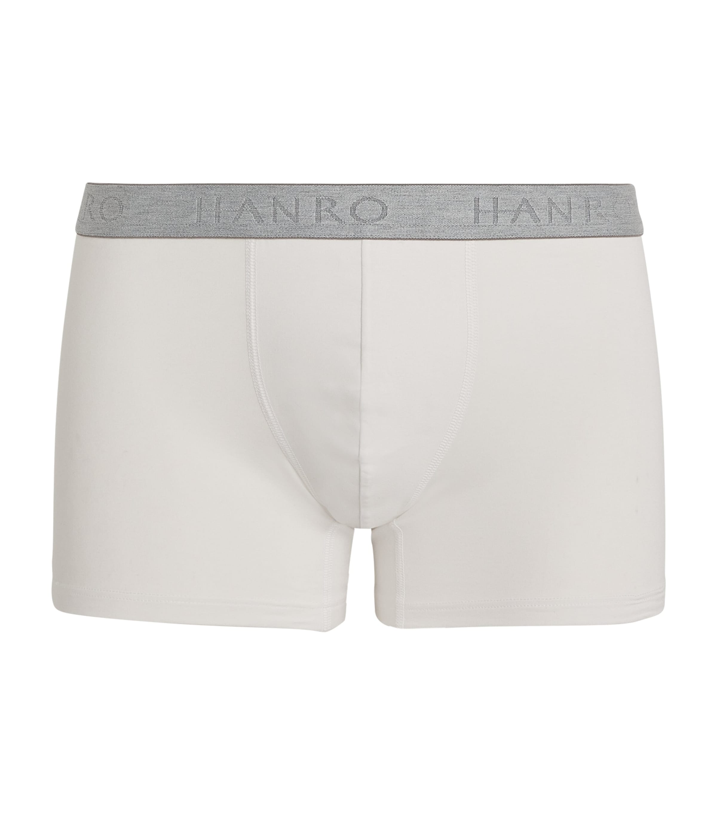 Hanro Pack Of Two Cotton Essentials Stretch-cotton Trunks In White/grey