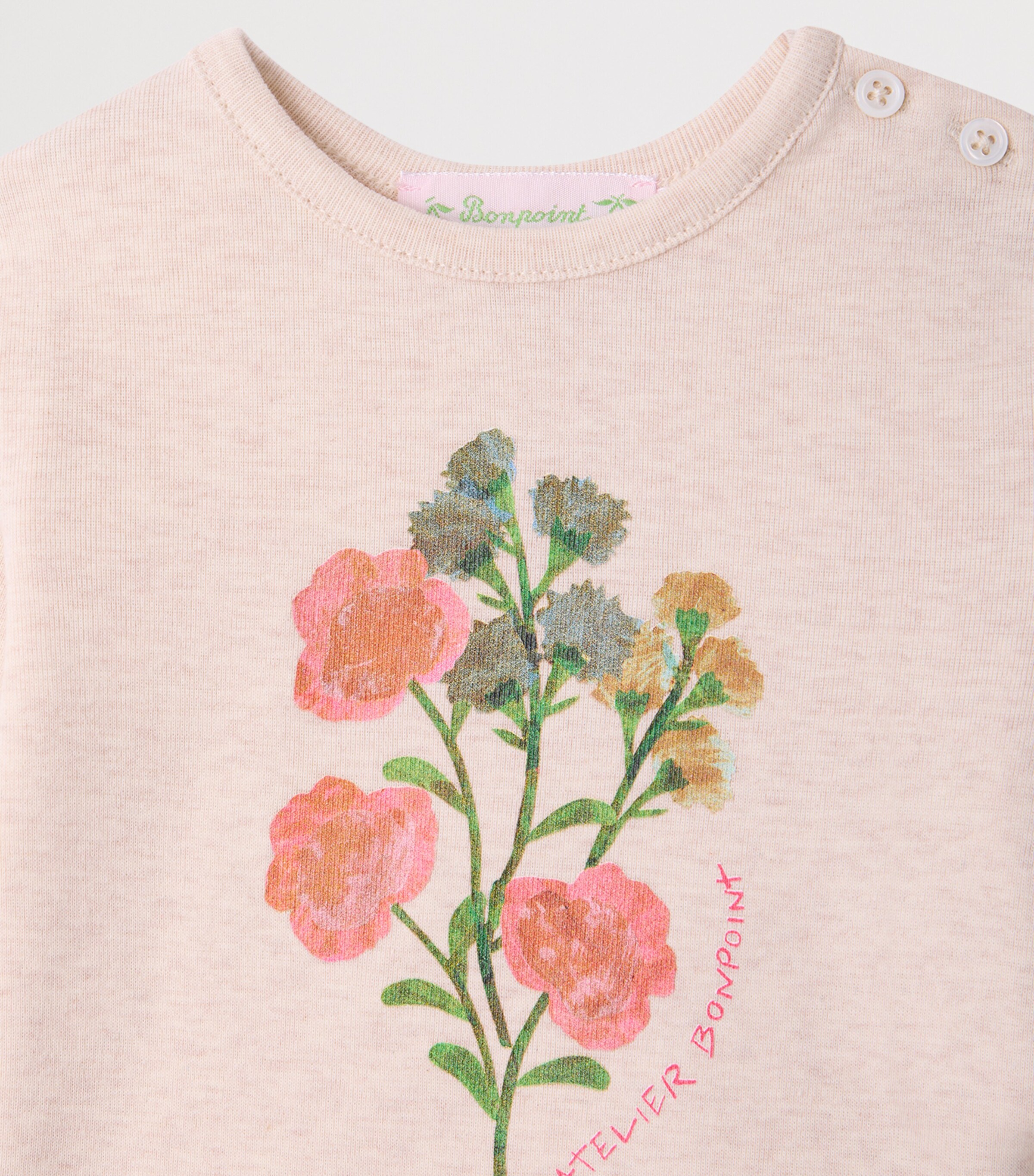 Bonpoint Organic Cotton Floral Tahsina T-Shirt (6-12 Months) Upb Beige Image 3