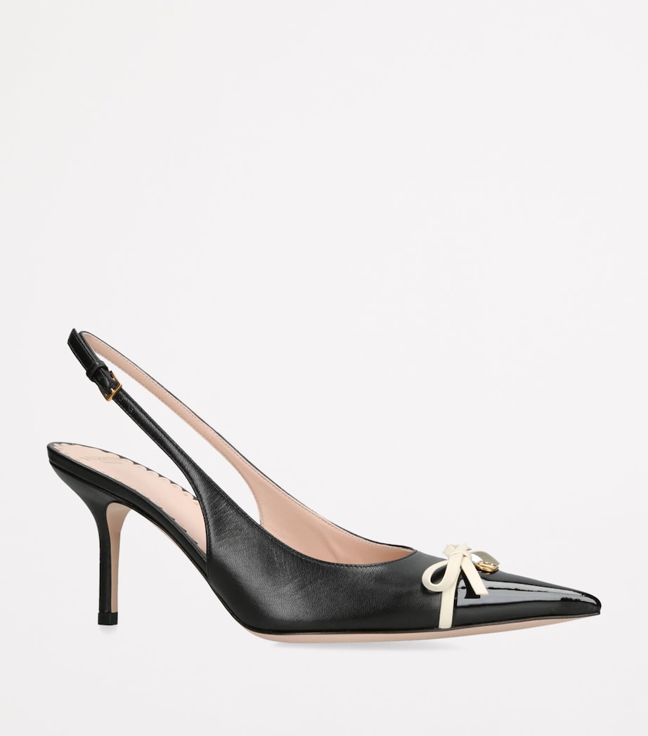 Leather Bepointy Slingback Heels 80 BLK/WHITE Image 3
