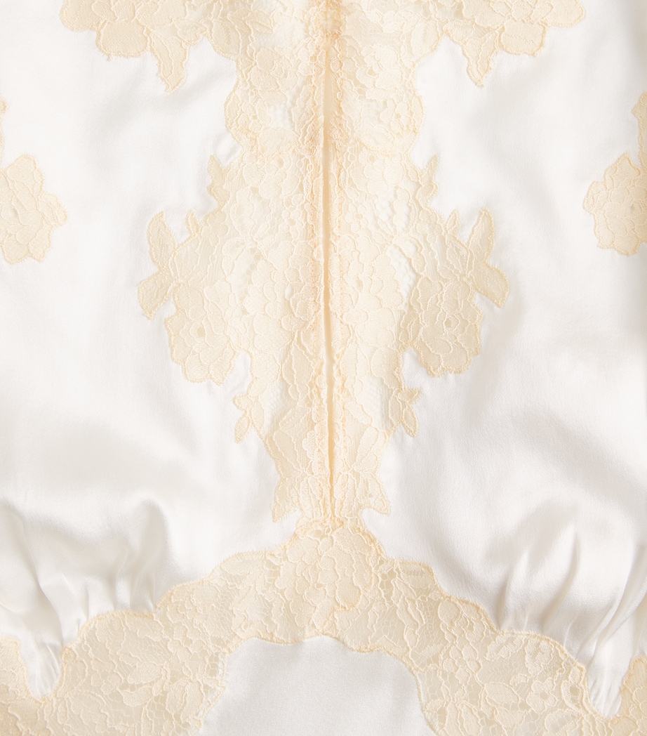 DÔEN Womens Silk Lace-Trim Junia Mini Dress Salt Image 6