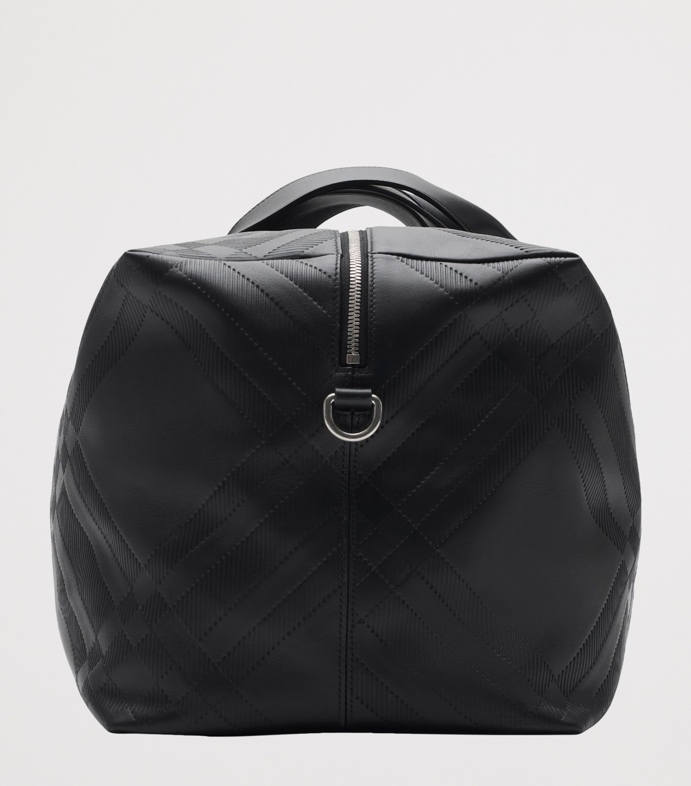 Leather Check-Embossed Duffle Bag BLACK Image 4