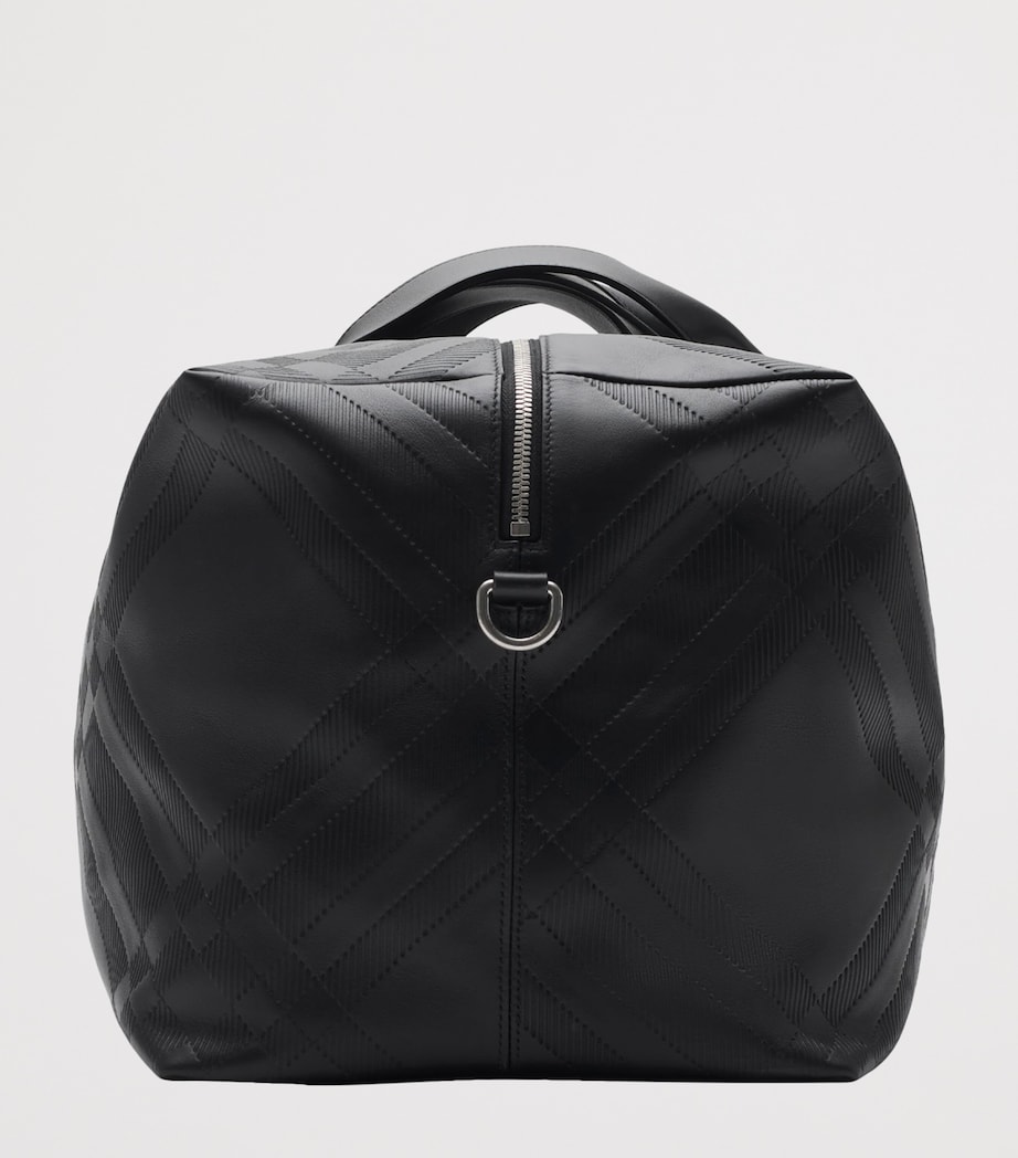 Leather Check-Embossed Duffle Bag BLACK Image 4