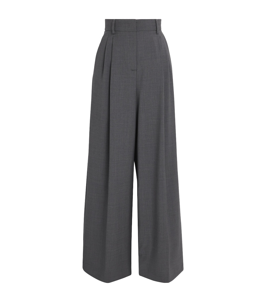 Virgin Wool Wide-Leg Tailored Trousers MEDIUM GREY Image 1