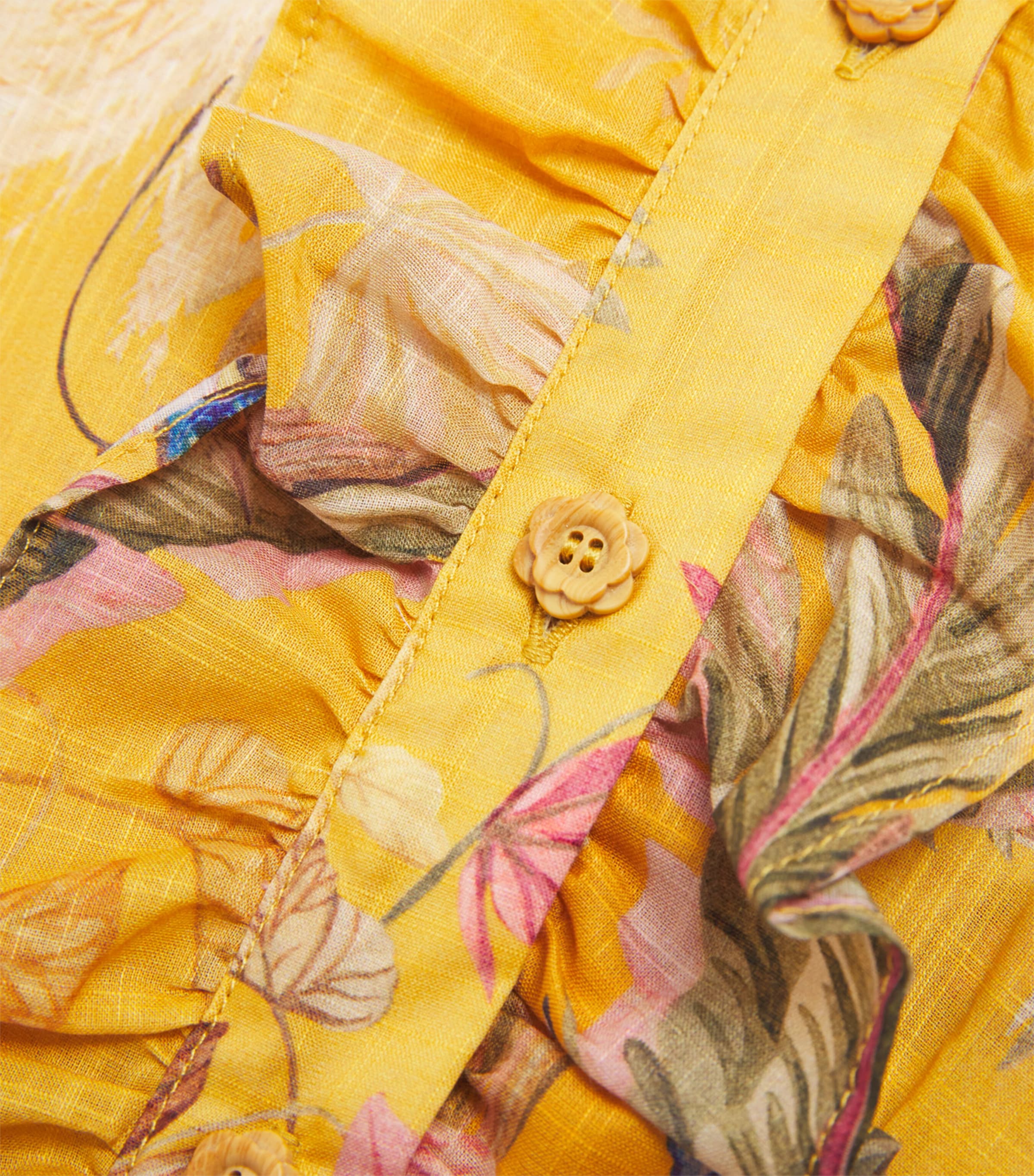 Cotton Rhiannon Frill Playsuit (2-12 Years) MUSTARD PALM FLORAL Image 3