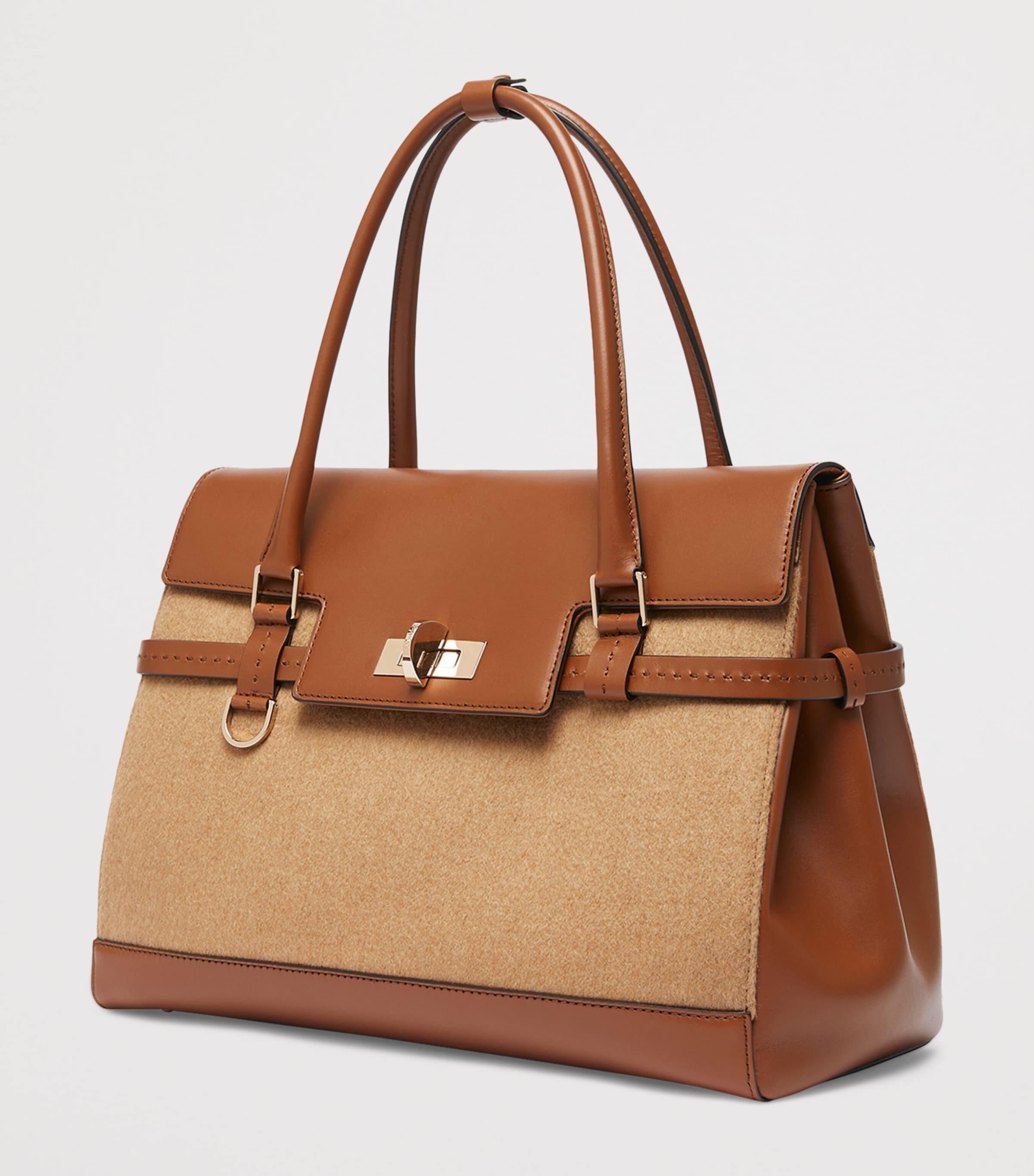 Medium Camel Wool Margaux Top-Handle Bag CAMEL Image 3