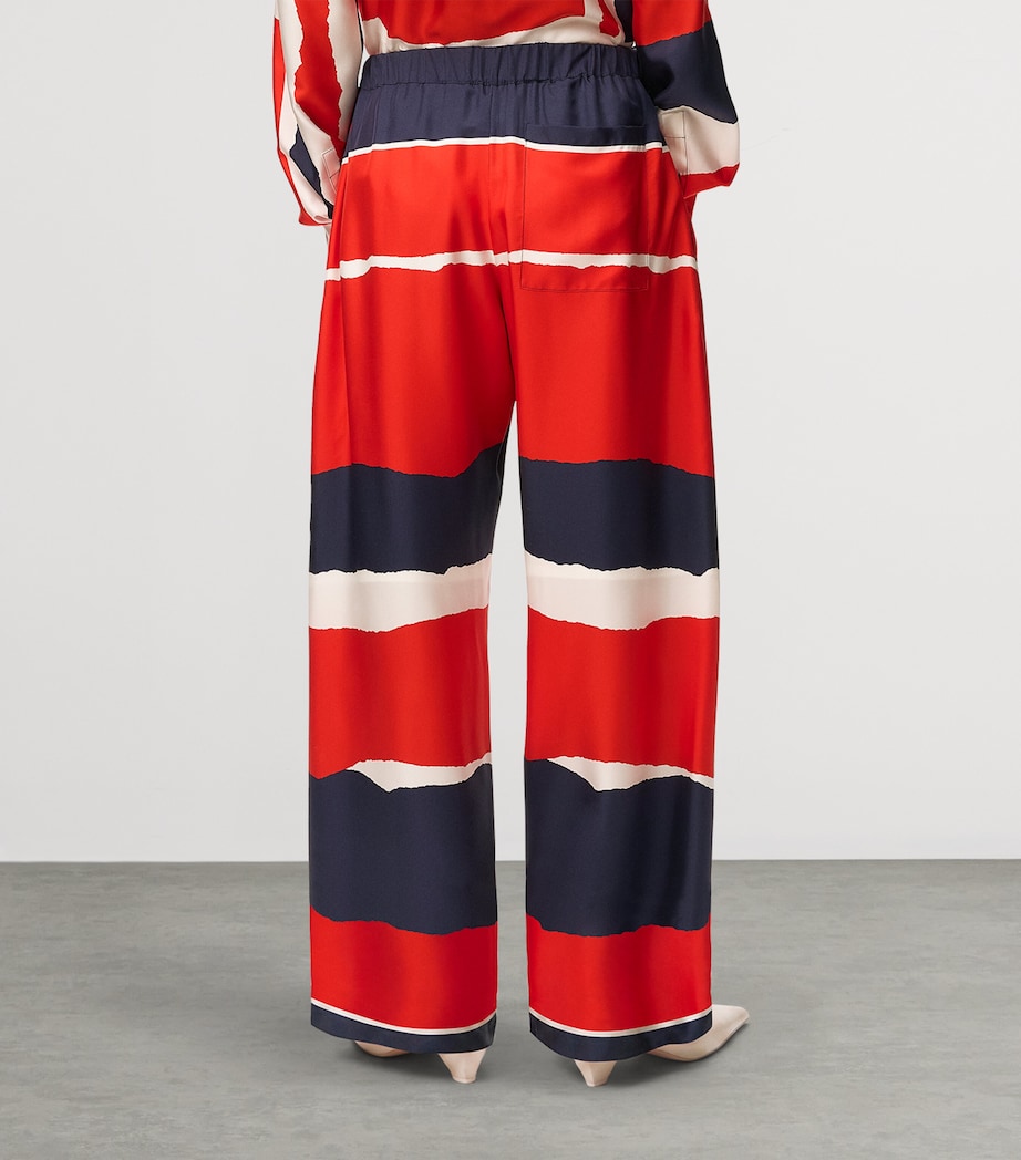 LOEWE Womens Satin Geometric Wide-Leg Trousers Red/multicolour Image 4