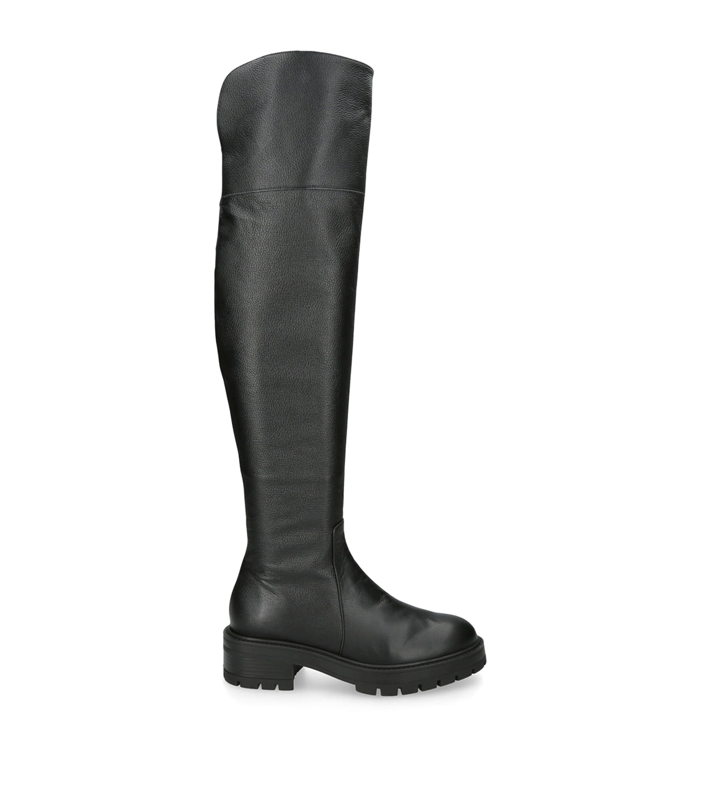 Shop Aquazzura Leather Whitney Over-the-knee Boots In Black