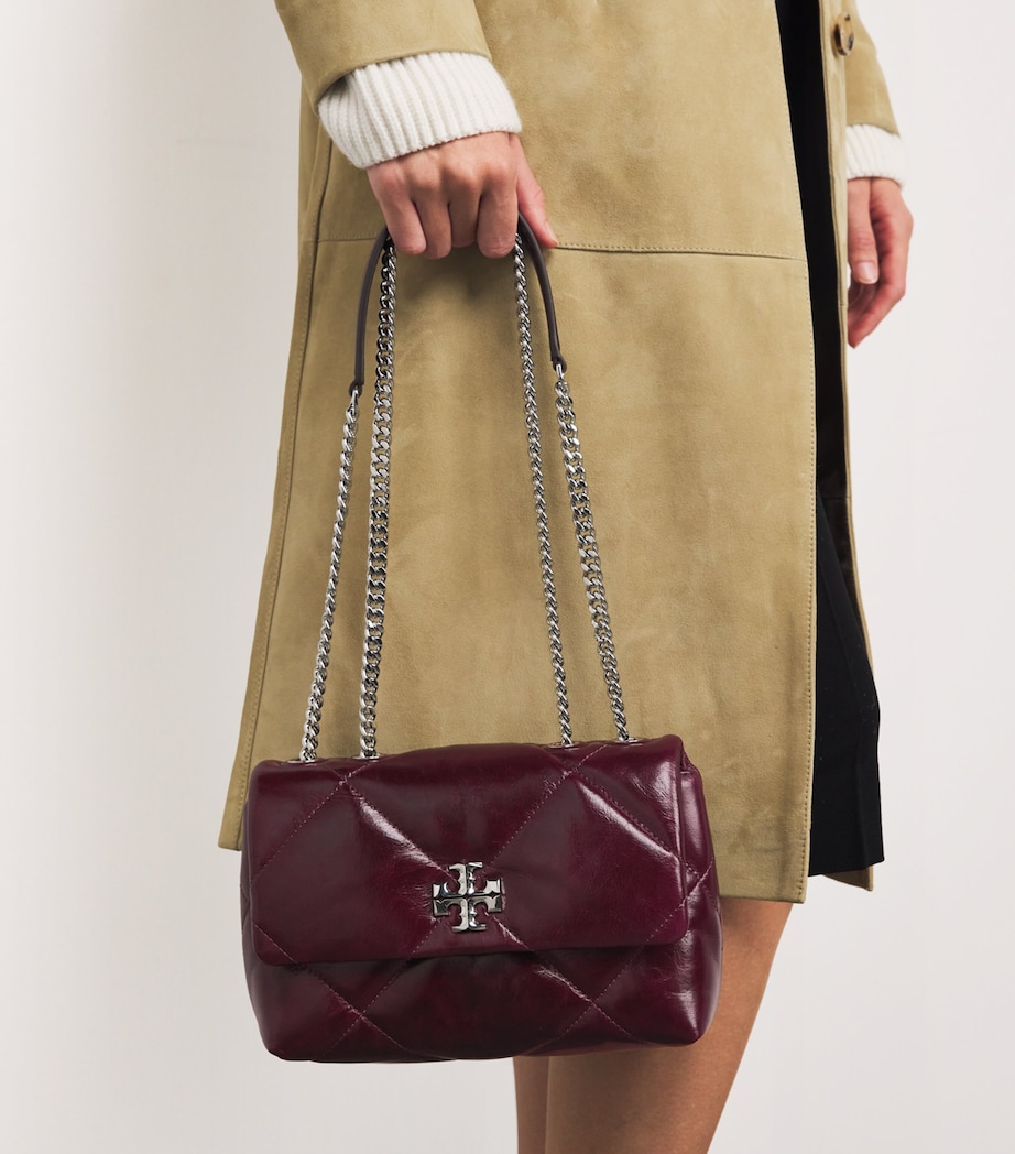 Small Leather Quilted Kira Shoulder Bag DARK CARMINE 500 Image 5